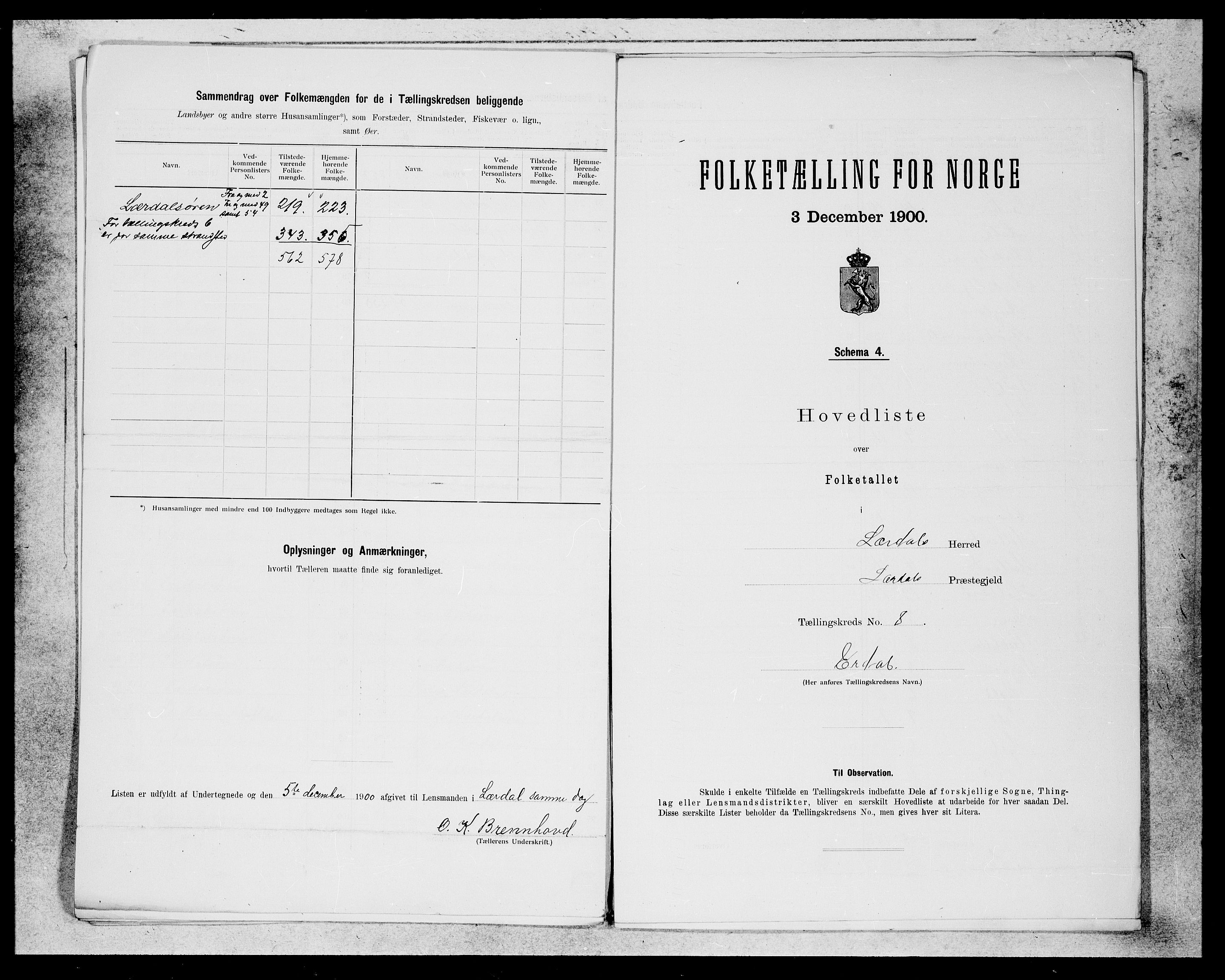 SAB, 1900 census for Lærdal, 1900, p. 13