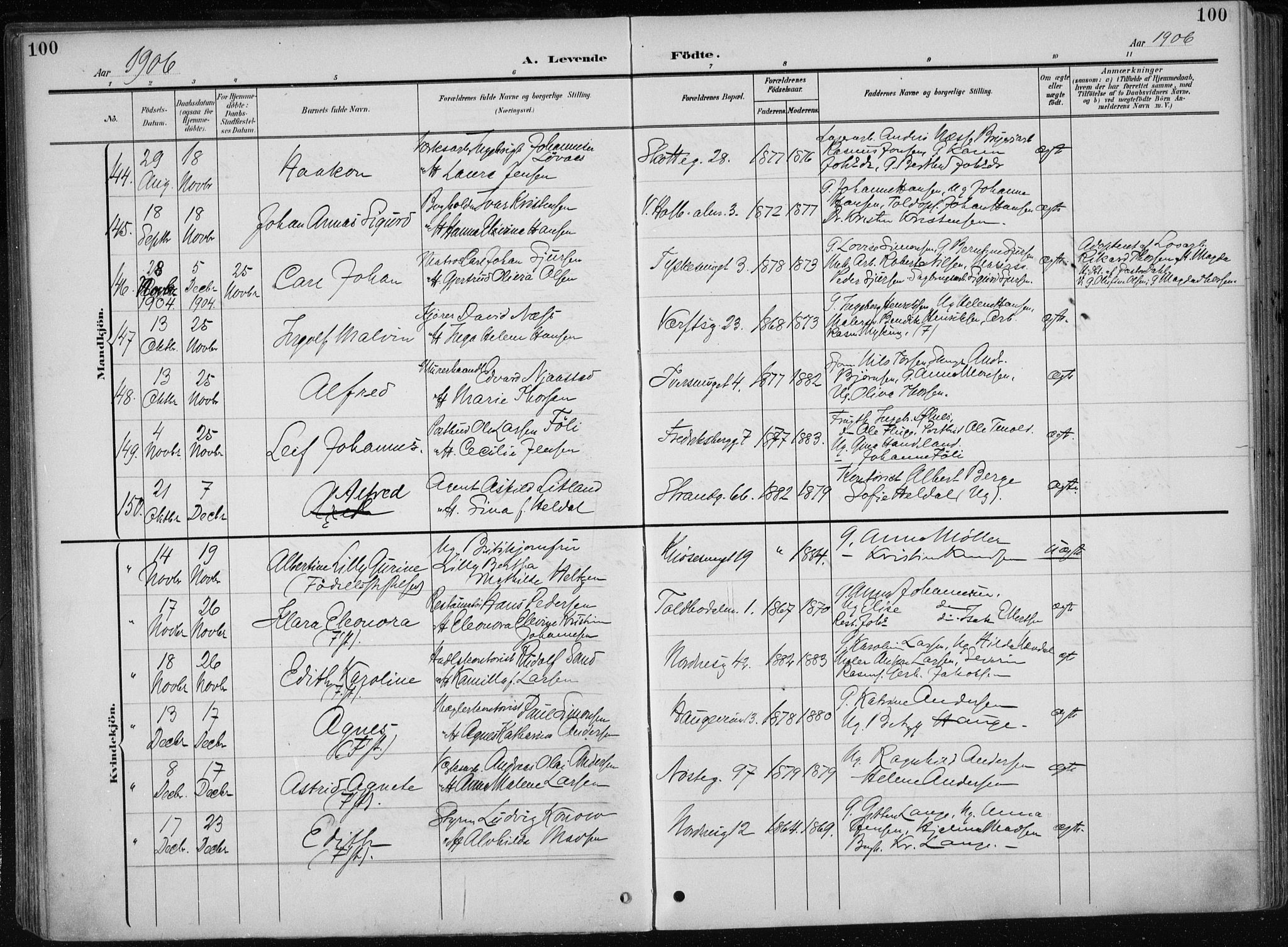 Nykirken Sokneprestembete, AV/SAB-A-77101/H/Haa/L0019: Parish register (official) no. B 7, 1904-1916, p. 100