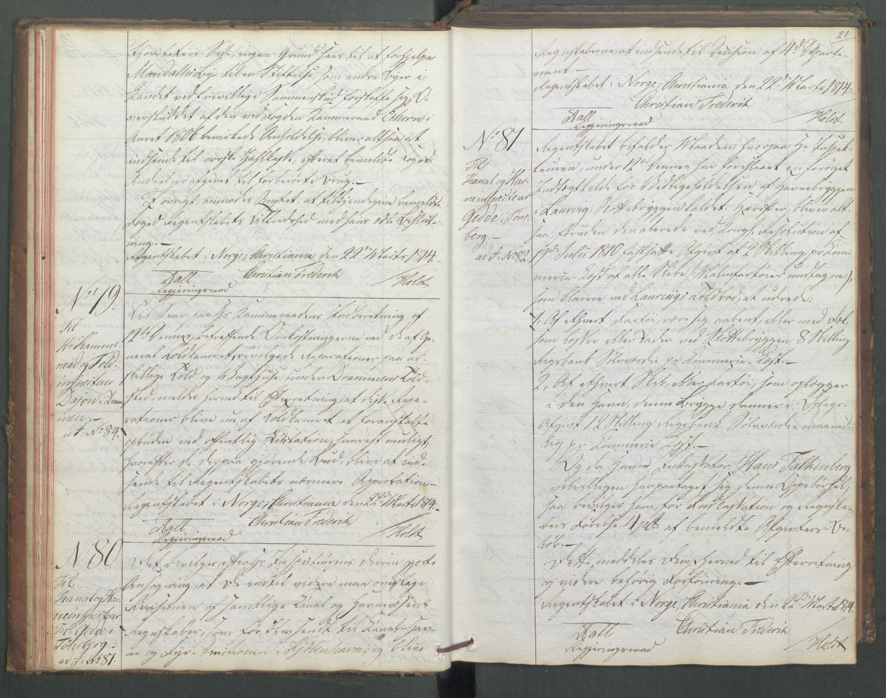 Departementene i 1814, AV/RA-S-3899/Fd/L0045: Kopibok, 1814, p. 20b-21a