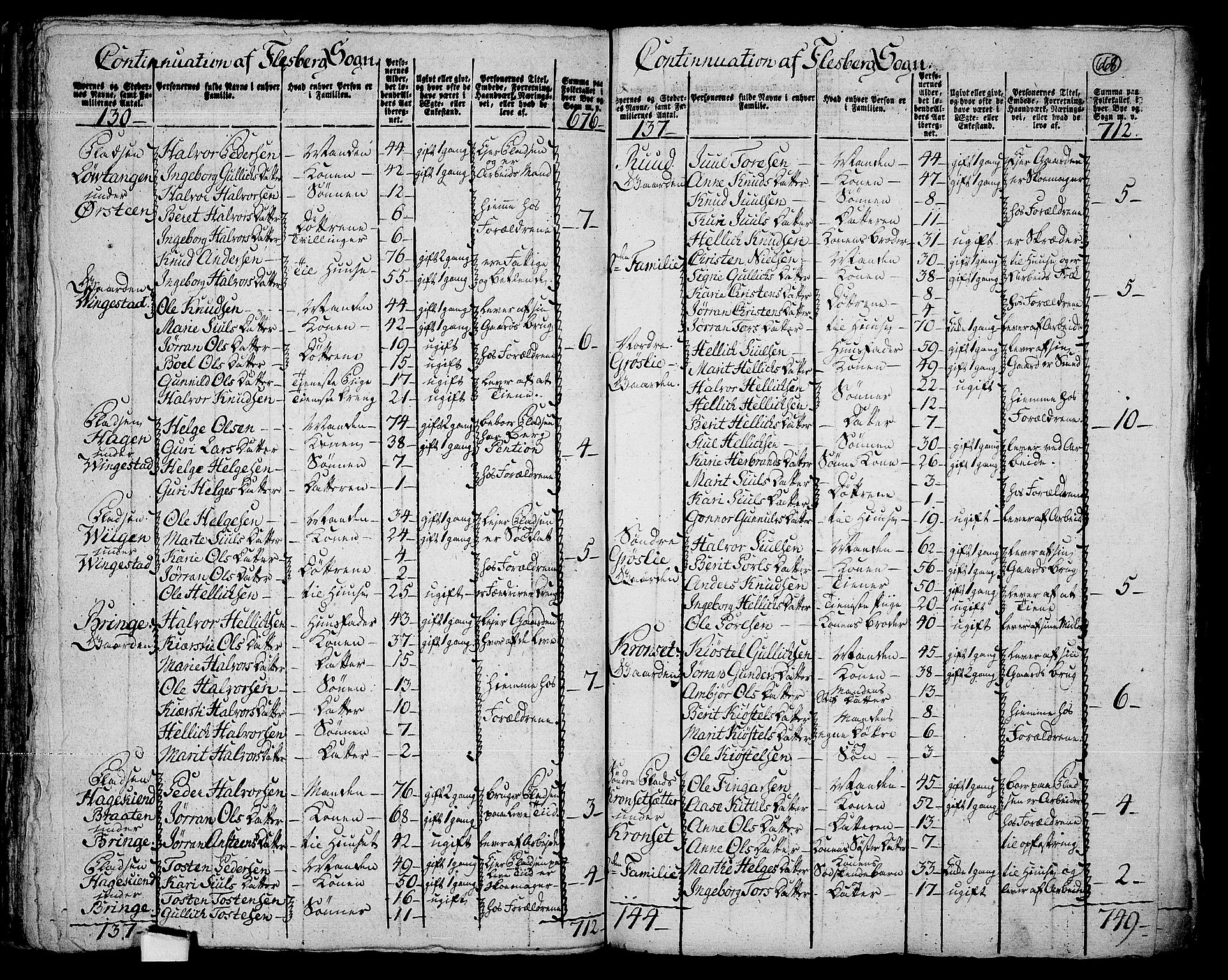 RA, 1801 census for 0631P Flesberg, 1801, p. 667b-668a