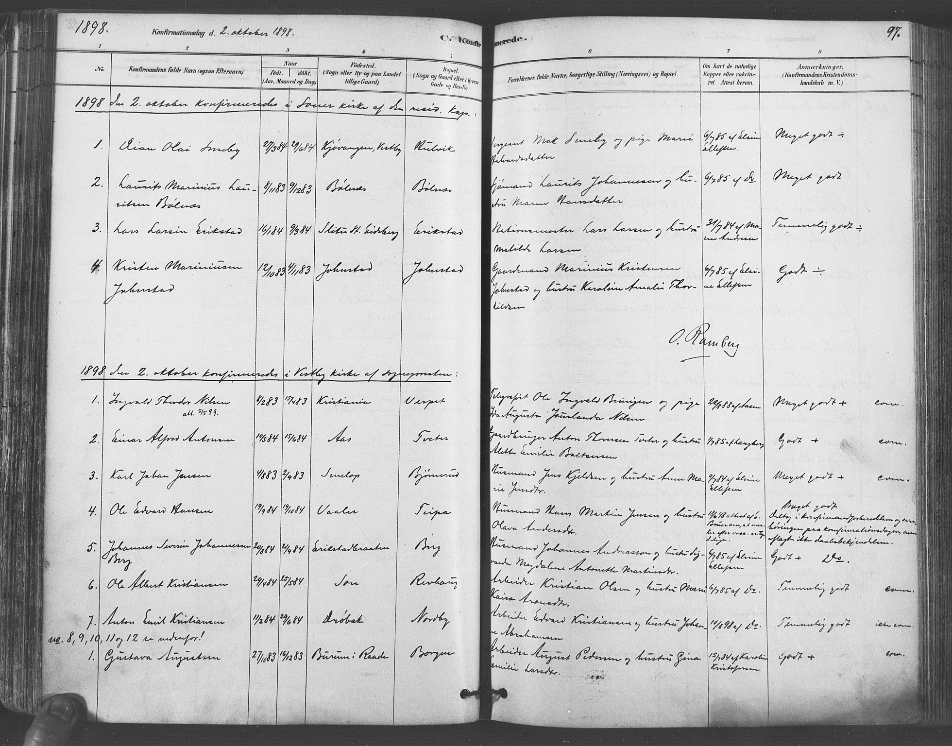 Vestby prestekontor Kirkebøker, SAO/A-10893/F/Fa/L0009: Parish register (official) no. I 9, 1878-1900, p. 97