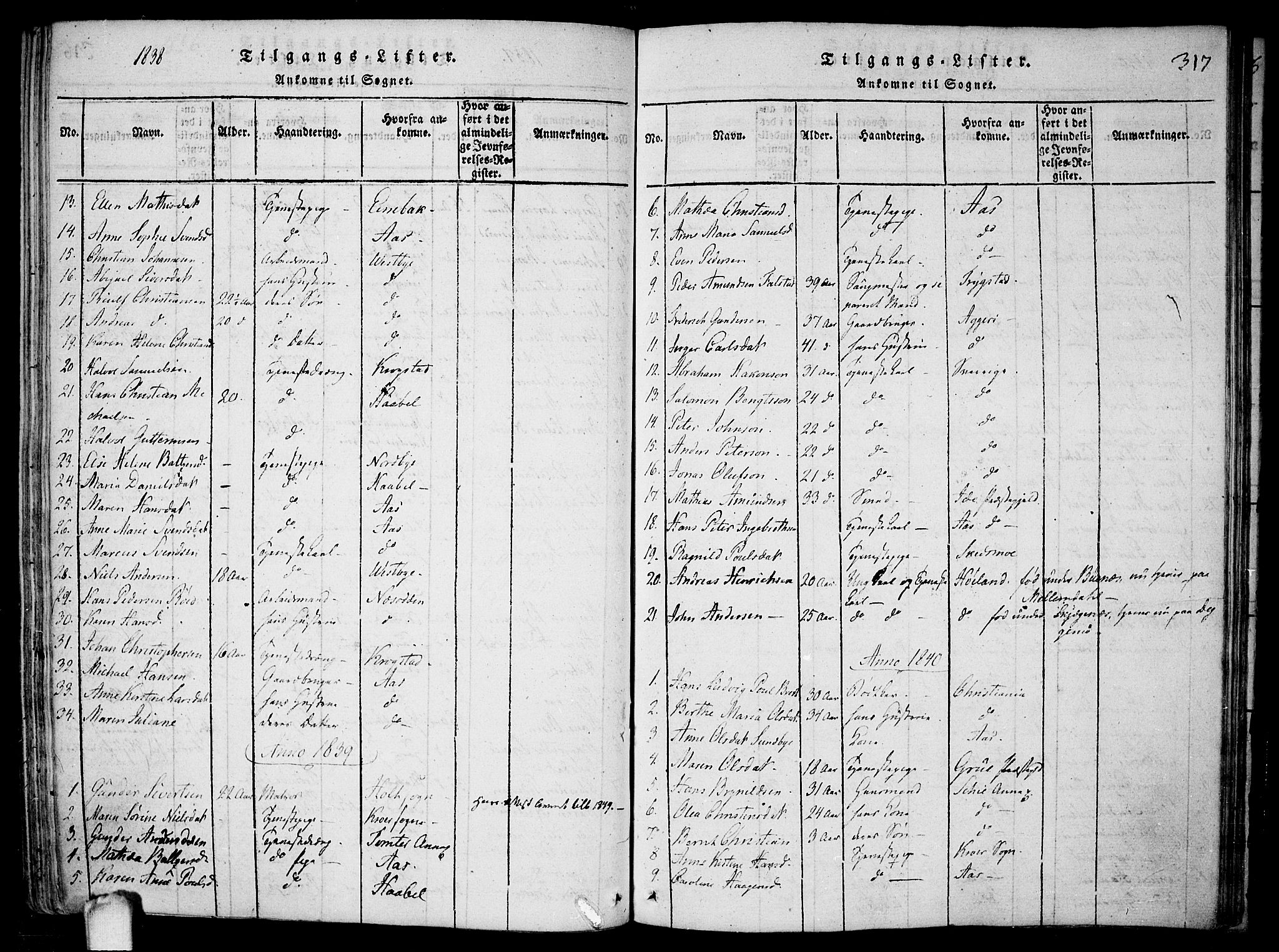 Drøbak prestekontor Kirkebøker, AV/SAO-A-10142a/F/Fa/L0001: Parish register (official) no. I 1, 1816-1842, p. 317