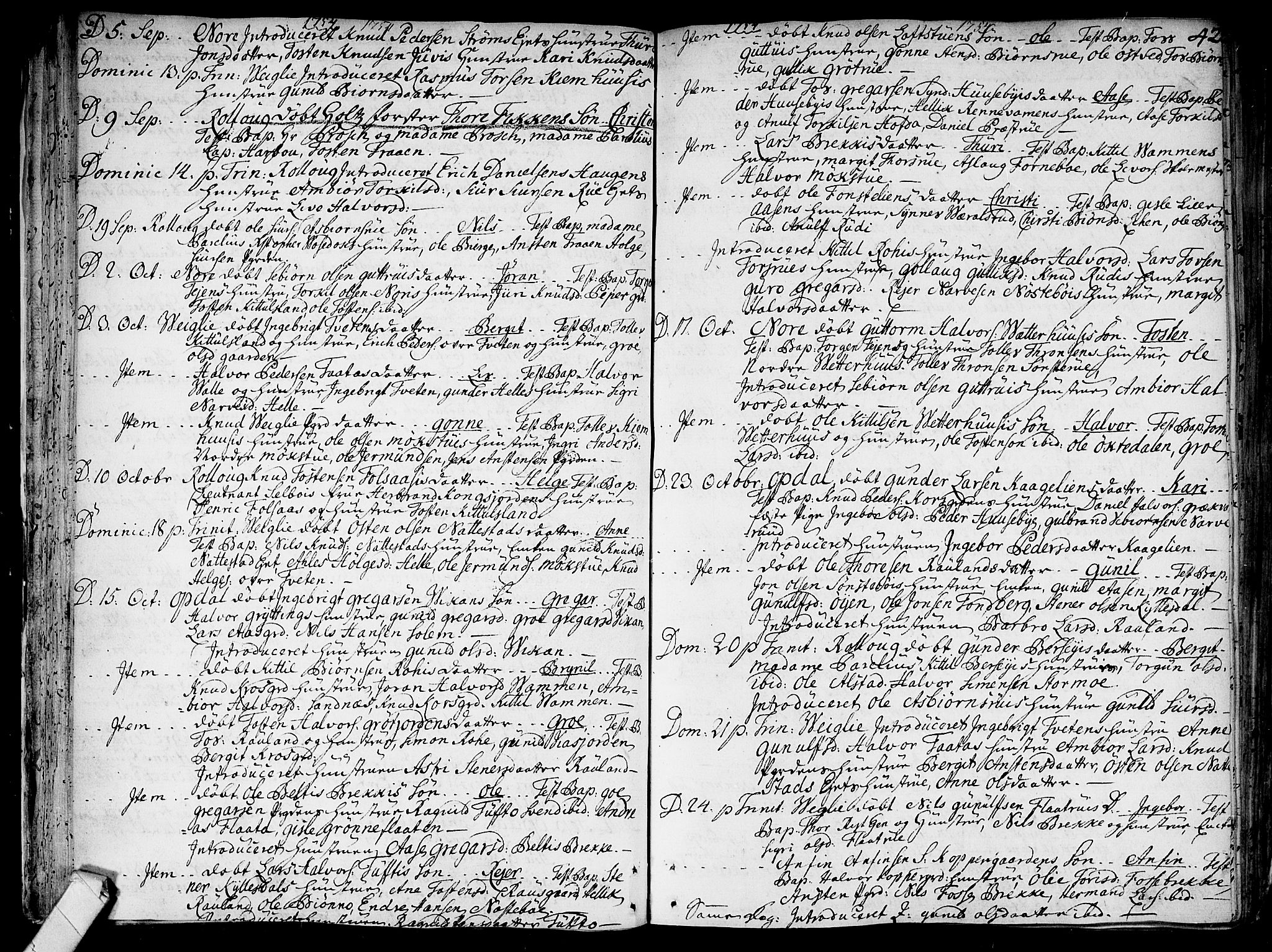 Rollag kirkebøker, SAKO/A-240/F/Fa/L0003: Parish register (official) no. I 3, 1743-1778, p. 42