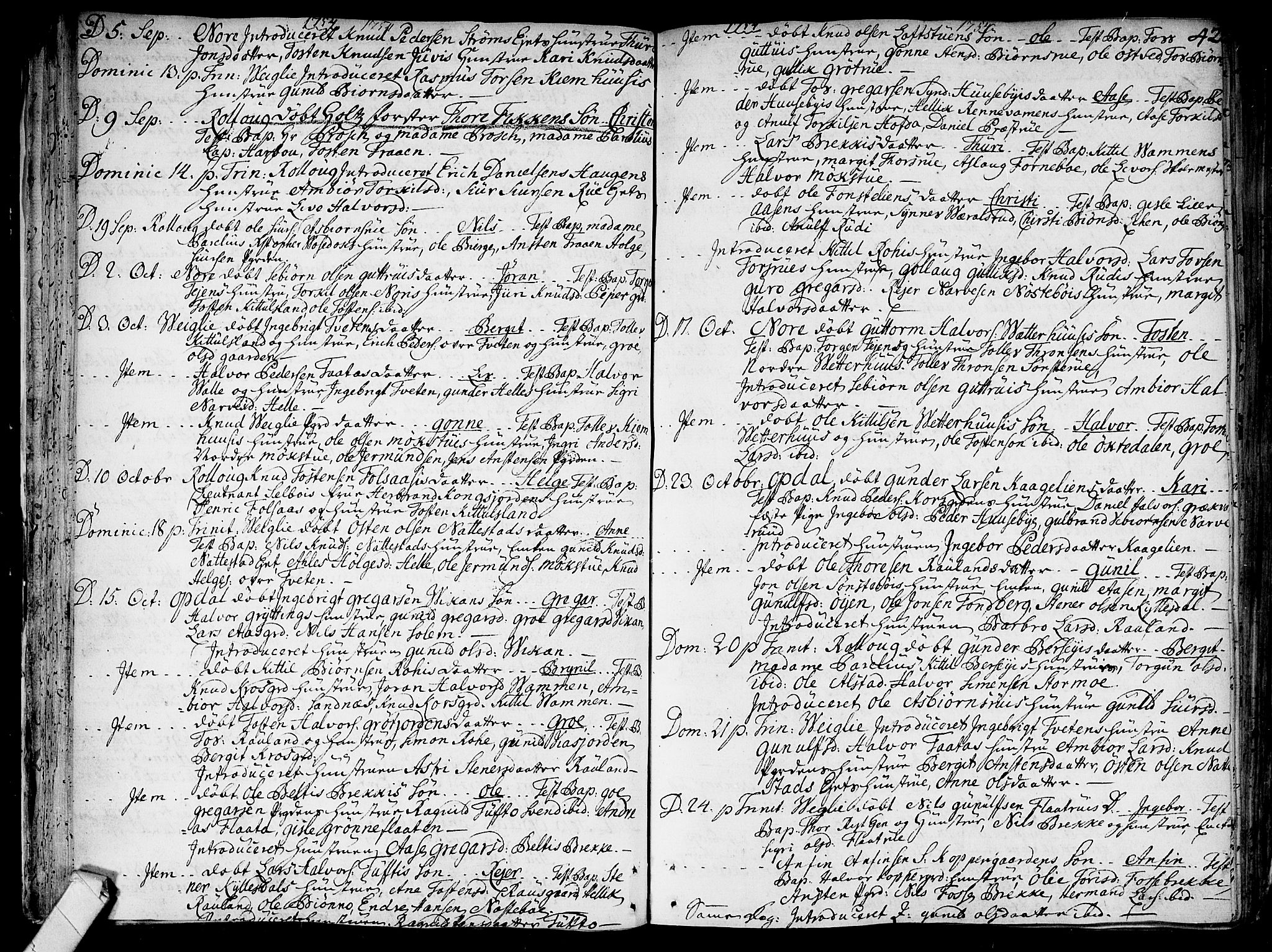 Rollag kirkebøker, AV/SAKO-A-240/F/Fa/L0003: Parish register (official) no. I 3, 1743-1778, p. 42