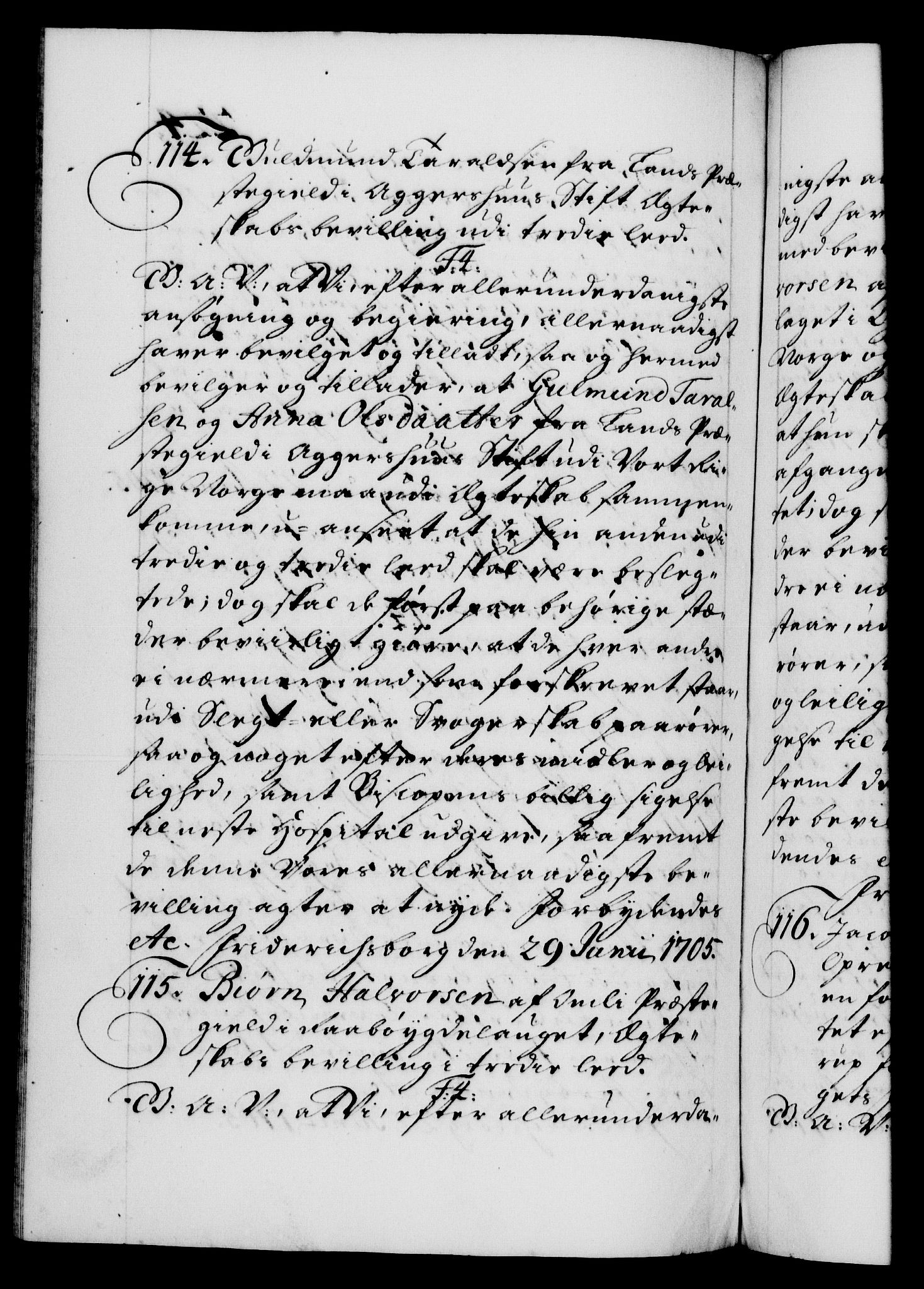 Danske Kanselli 1572-1799, AV/RA-EA-3023/F/Fc/Fca/Fcaa/L0019: Norske registre, 1704-1707, p. 224b