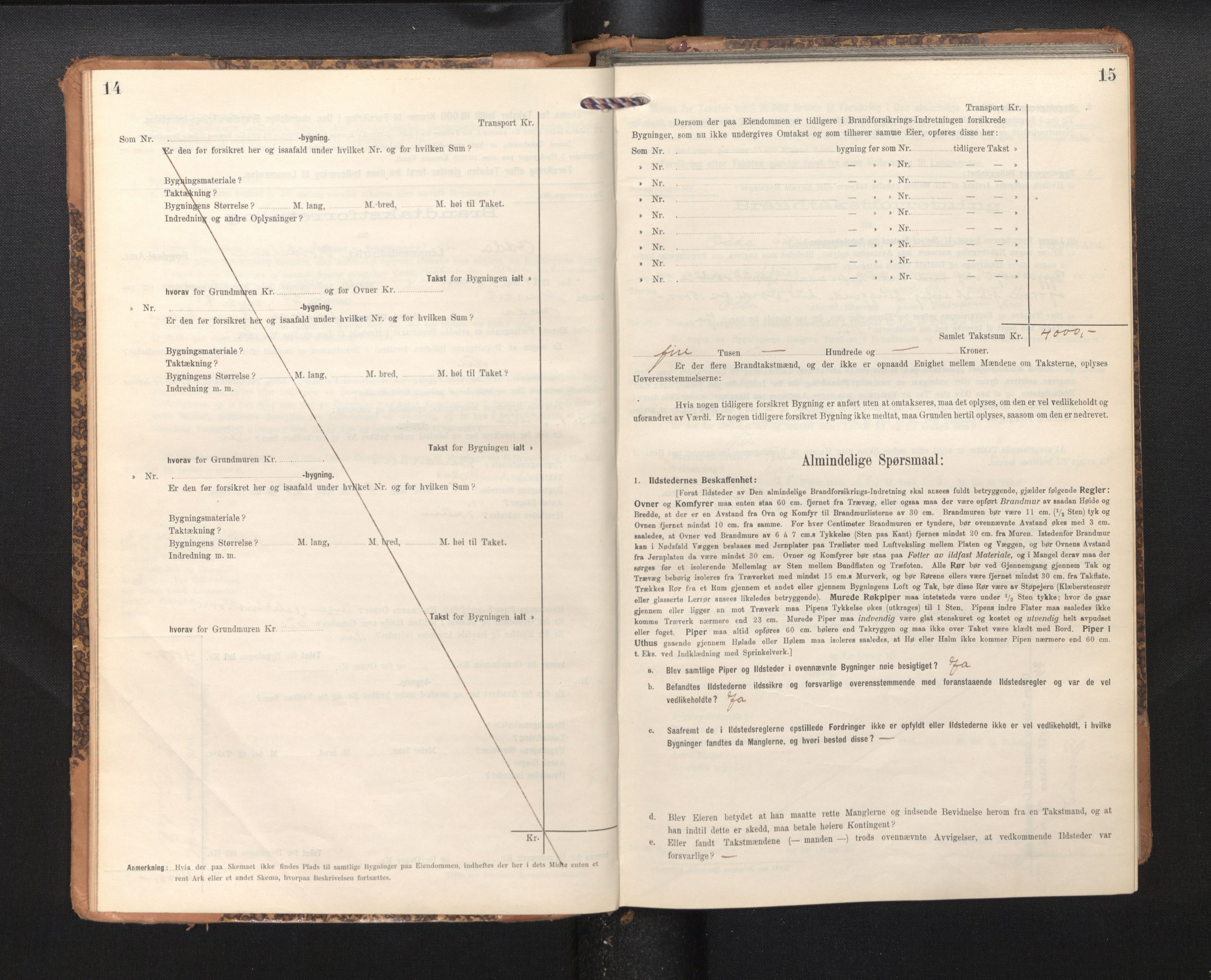 Lensmannen i Odda, AV/SAB-A-34001/0012/L0003: Branntakstprotokoll, skjematakst, 1916-1948, p. 14-15