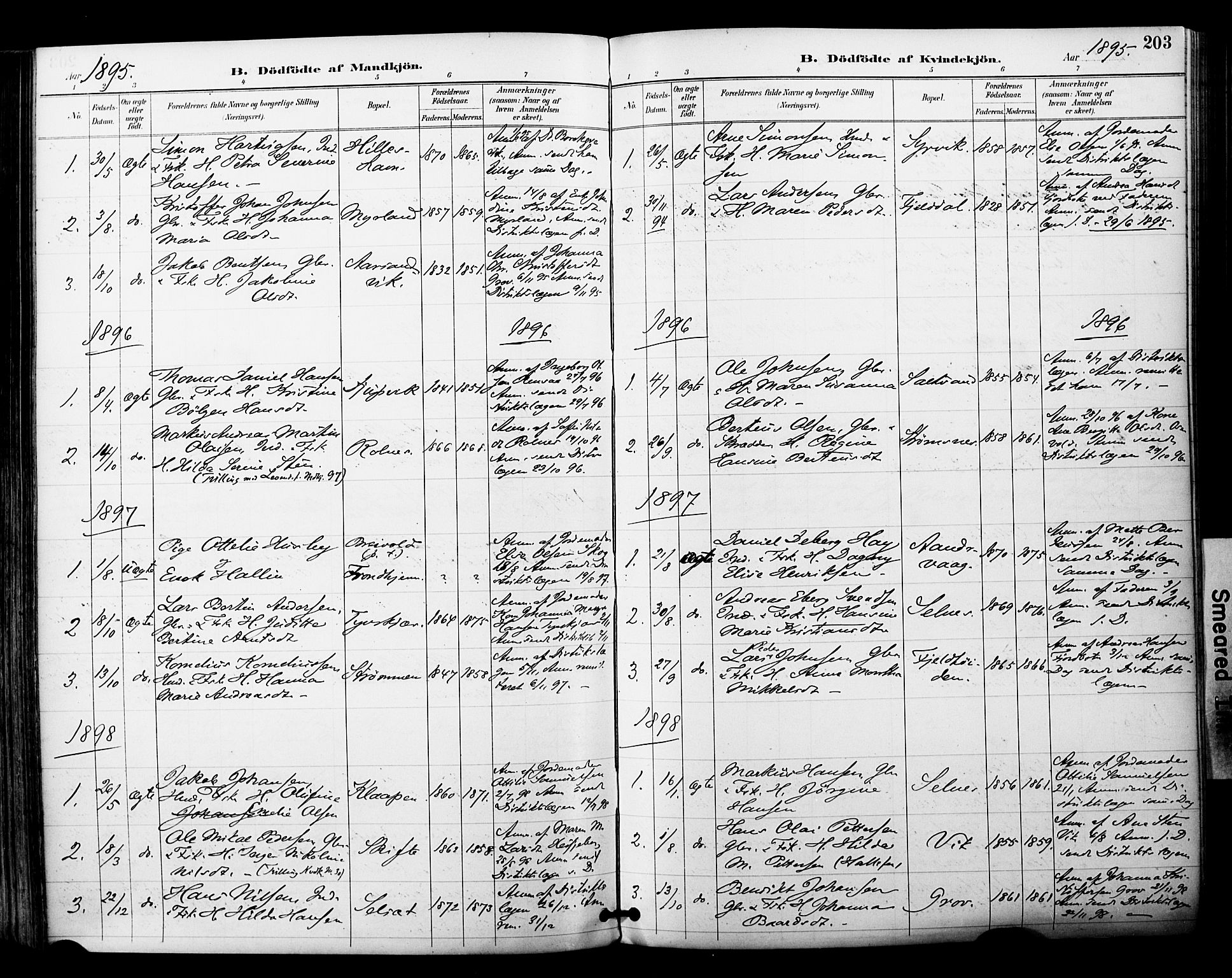 Ibestad sokneprestembete, AV/SATØ-S-0077/H/Ha/Haa/L0012kirke: Parish register (official) no. 12, 1890-1900, p. 203