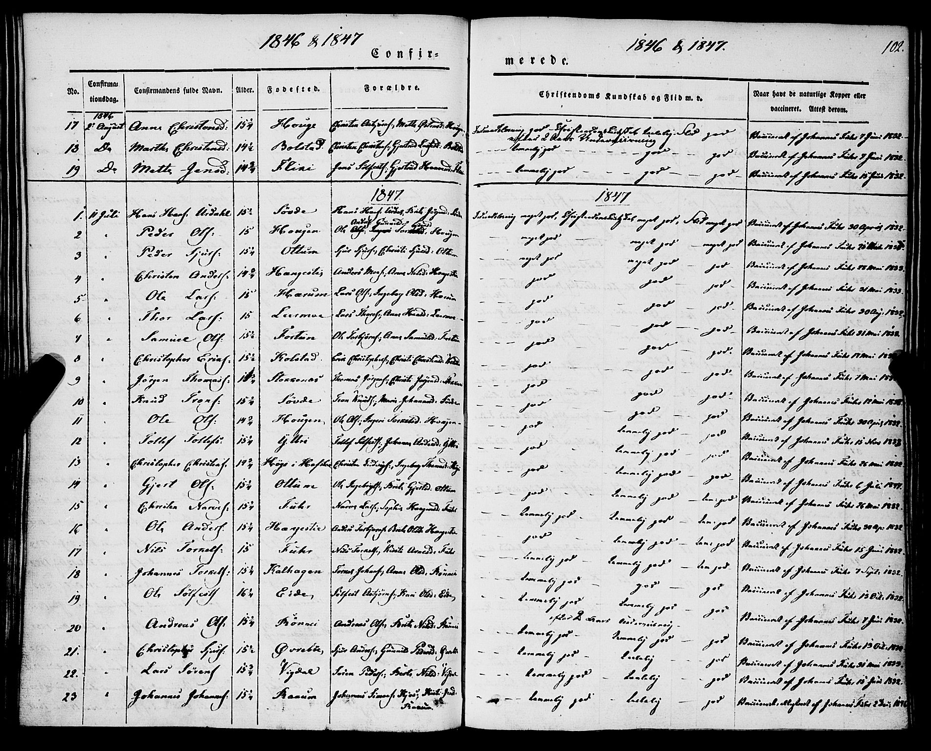 Luster sokneprestembete, SAB/A-81101/H/Haa/Haaa/L0006: Parish register (official) no. A 6, 1840-1848, p. 102