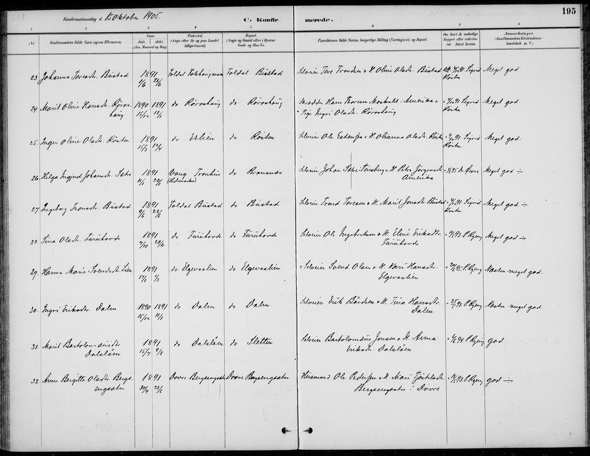 Alvdal prestekontor, AV/SAH-PREST-060/H/Ha/Haa/L0003: Parish register (official) no. 3, 1886-1912, p. 195