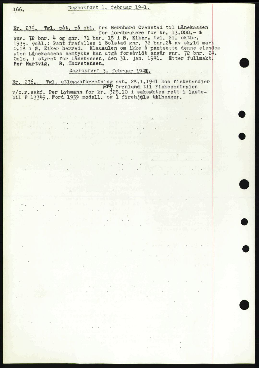 Eiker, Modum og Sigdal sorenskriveri, SAKO/A-123/G/Ga/Gab/L0043: Mortgage book no. A13, 1940-1941, Diary no: : 235/1941