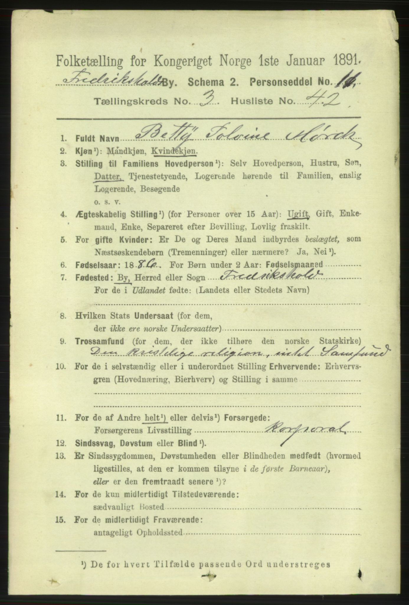 RA, 1891 census for 0101 Fredrikshald, 1891, p. 3730