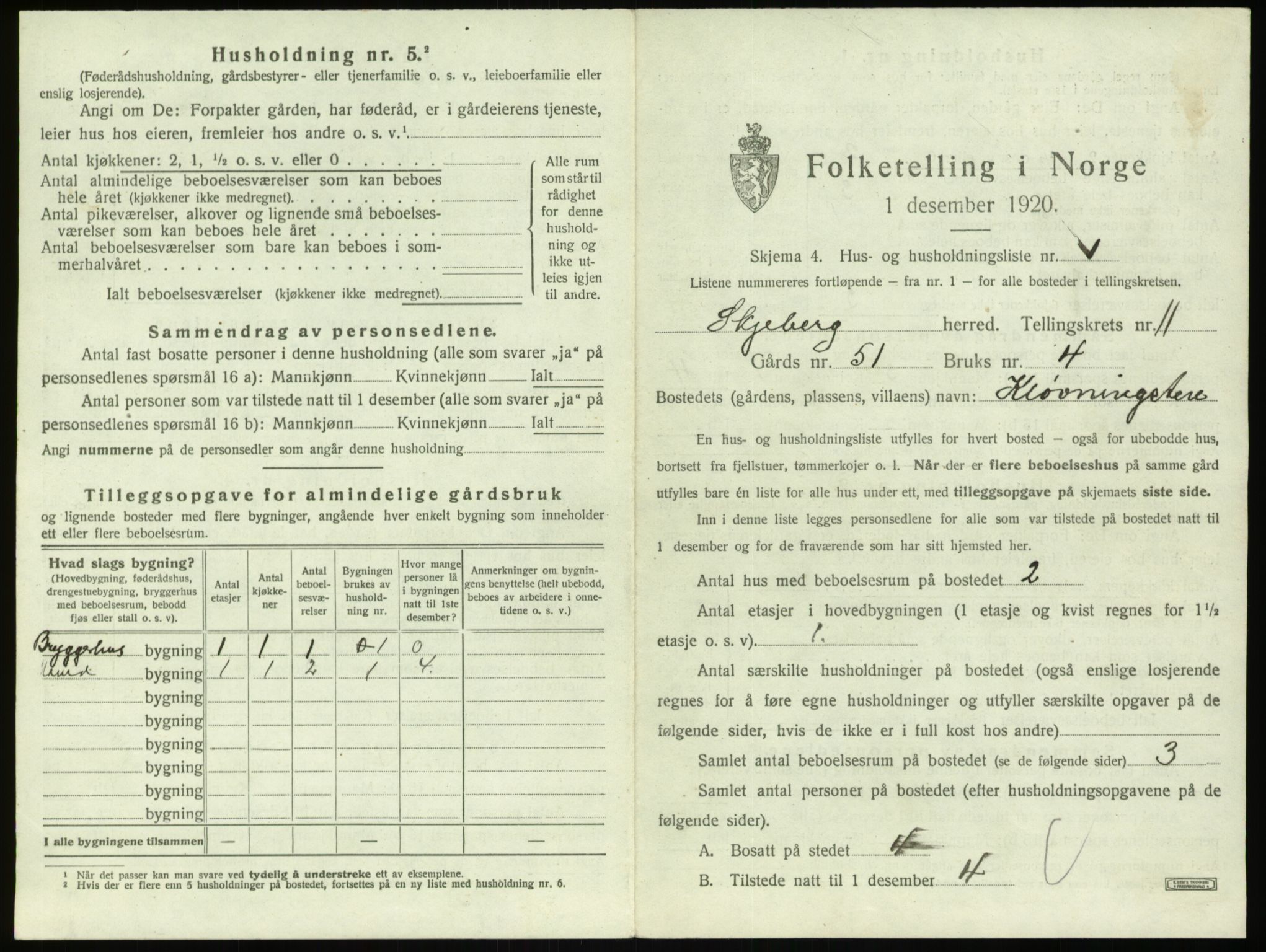 SAO, 1920 census for Skjeberg, 1920, p. 1425