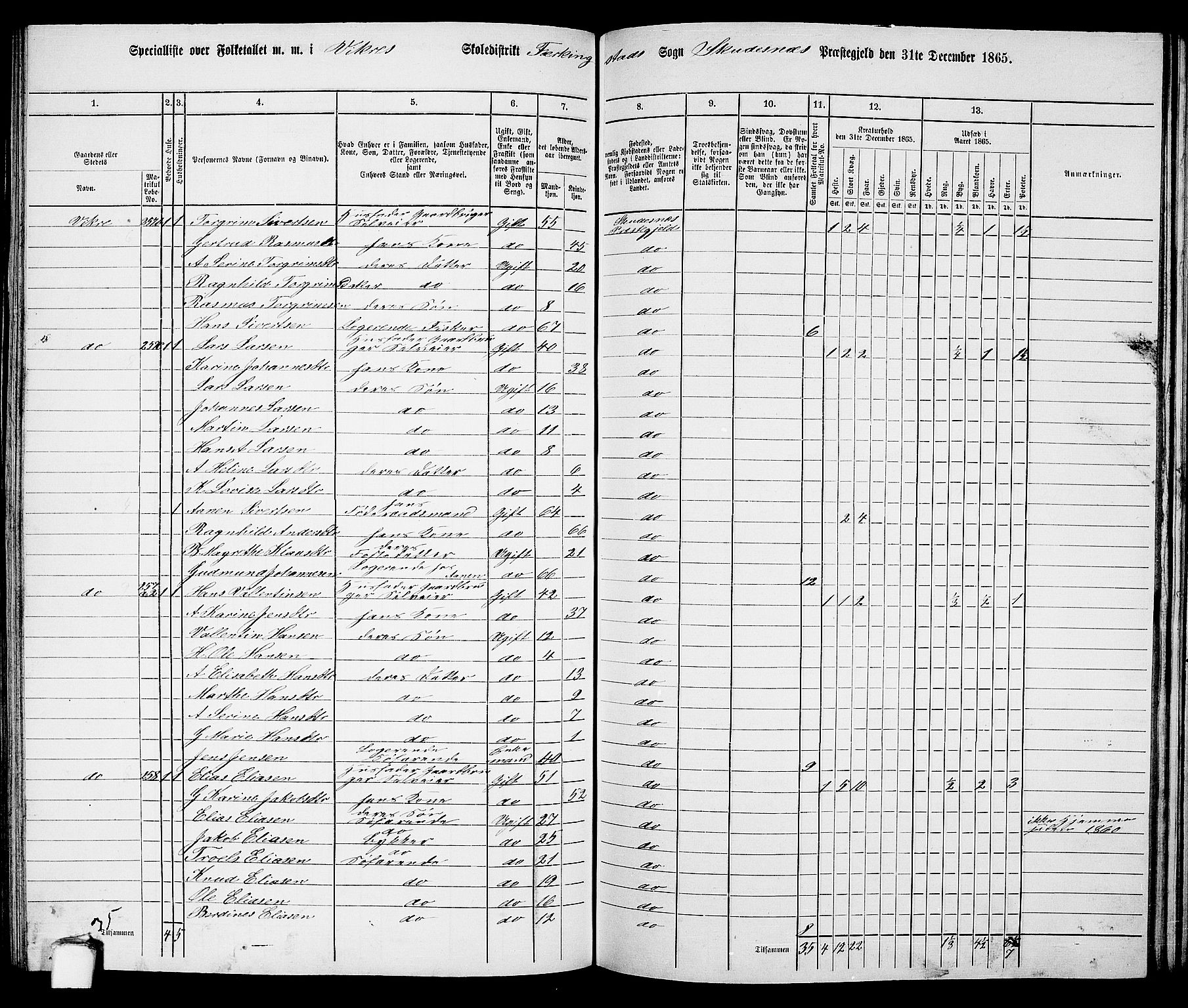 RA, 1865 census for Skudenes, 1865, p. 129