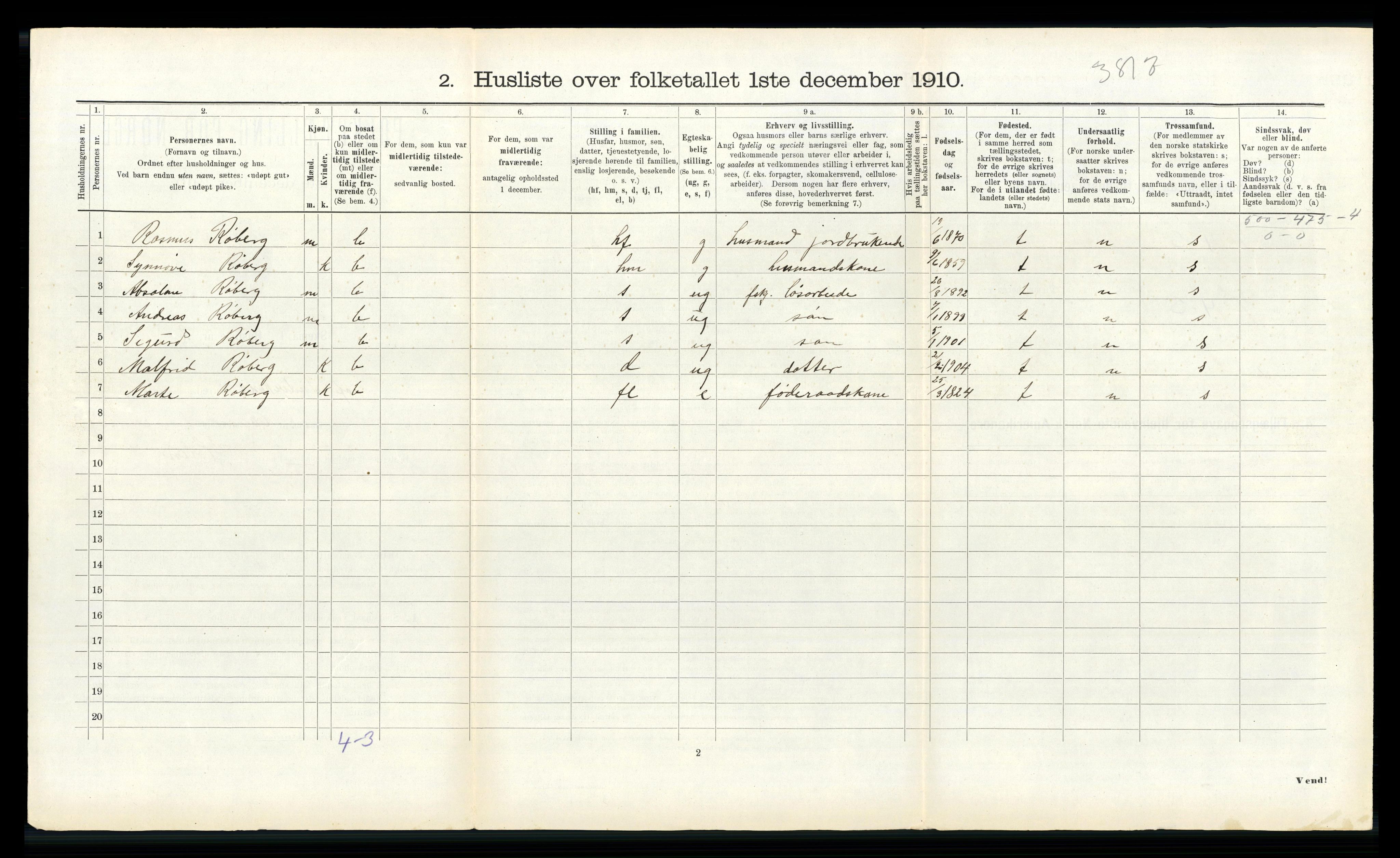 RA, 1910 census for Innvik, 1910, p. 267