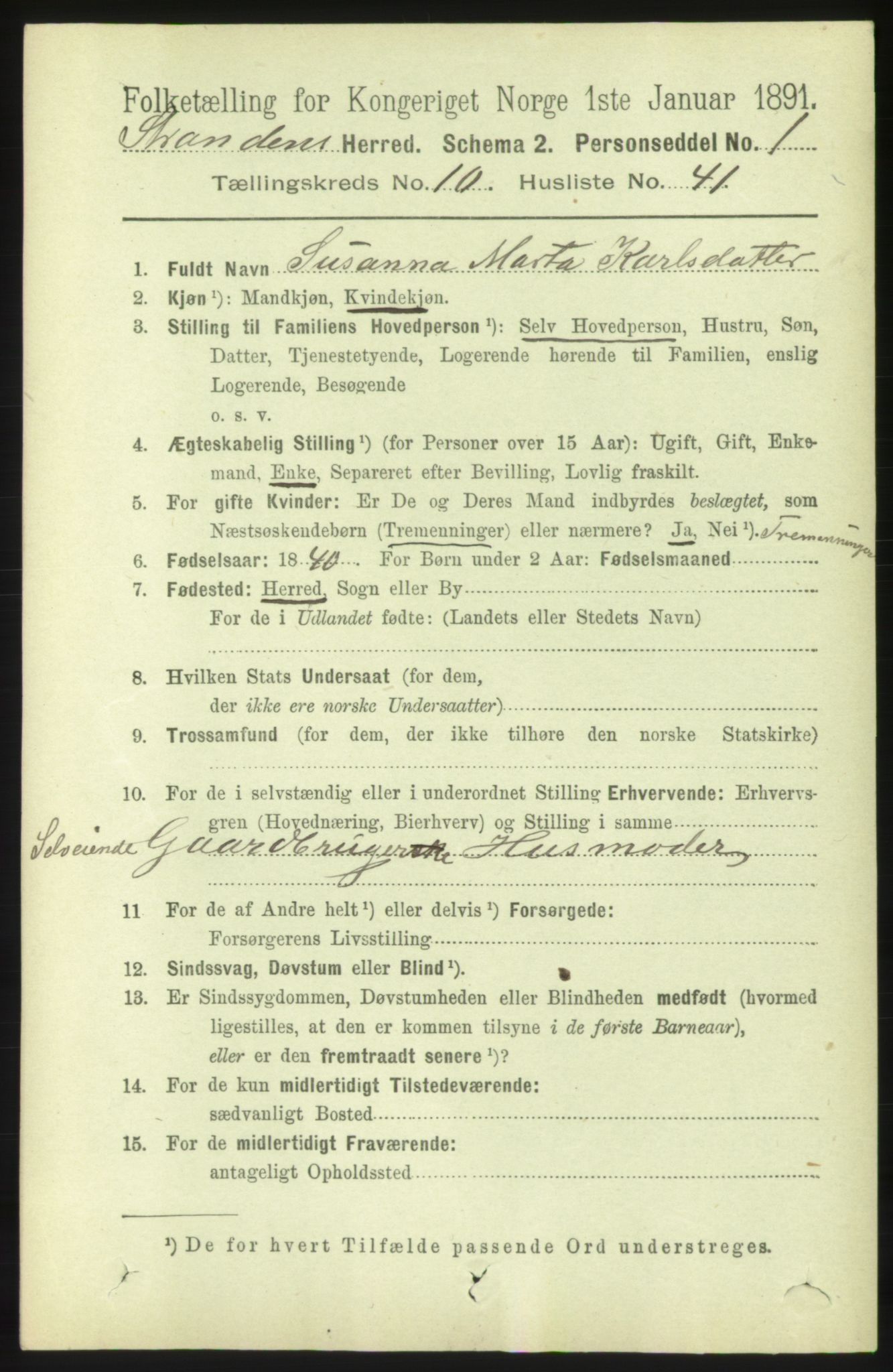 RA, 1891 census for 1525 Stranda, 1891, p. 2450