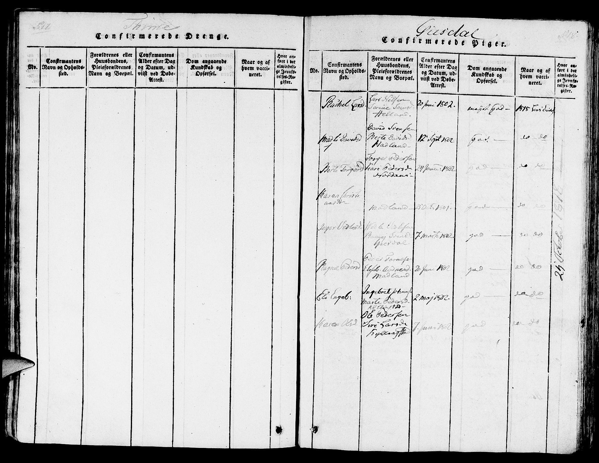 Lye sokneprestkontor, SAST/A-101794/001/30/30BA/L0003: Parish register (official) no. A 3 /2, 1816-1826, p. 517-518