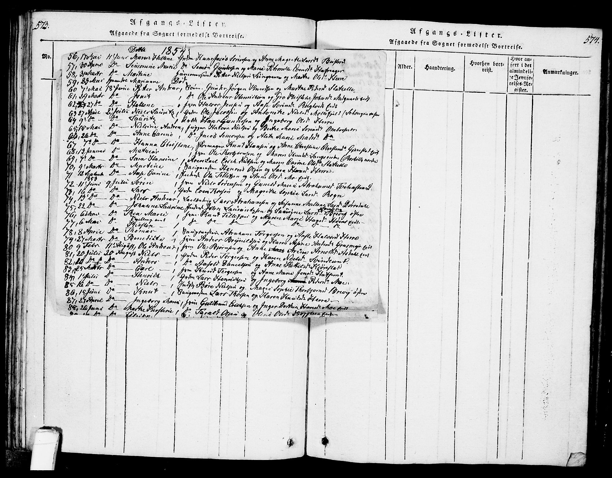 Bamble kirkebøker, AV/SAKO-A-253/G/Ga/L0005: Parish register (copy) no. I 5, 1814-1855, p. 573-574