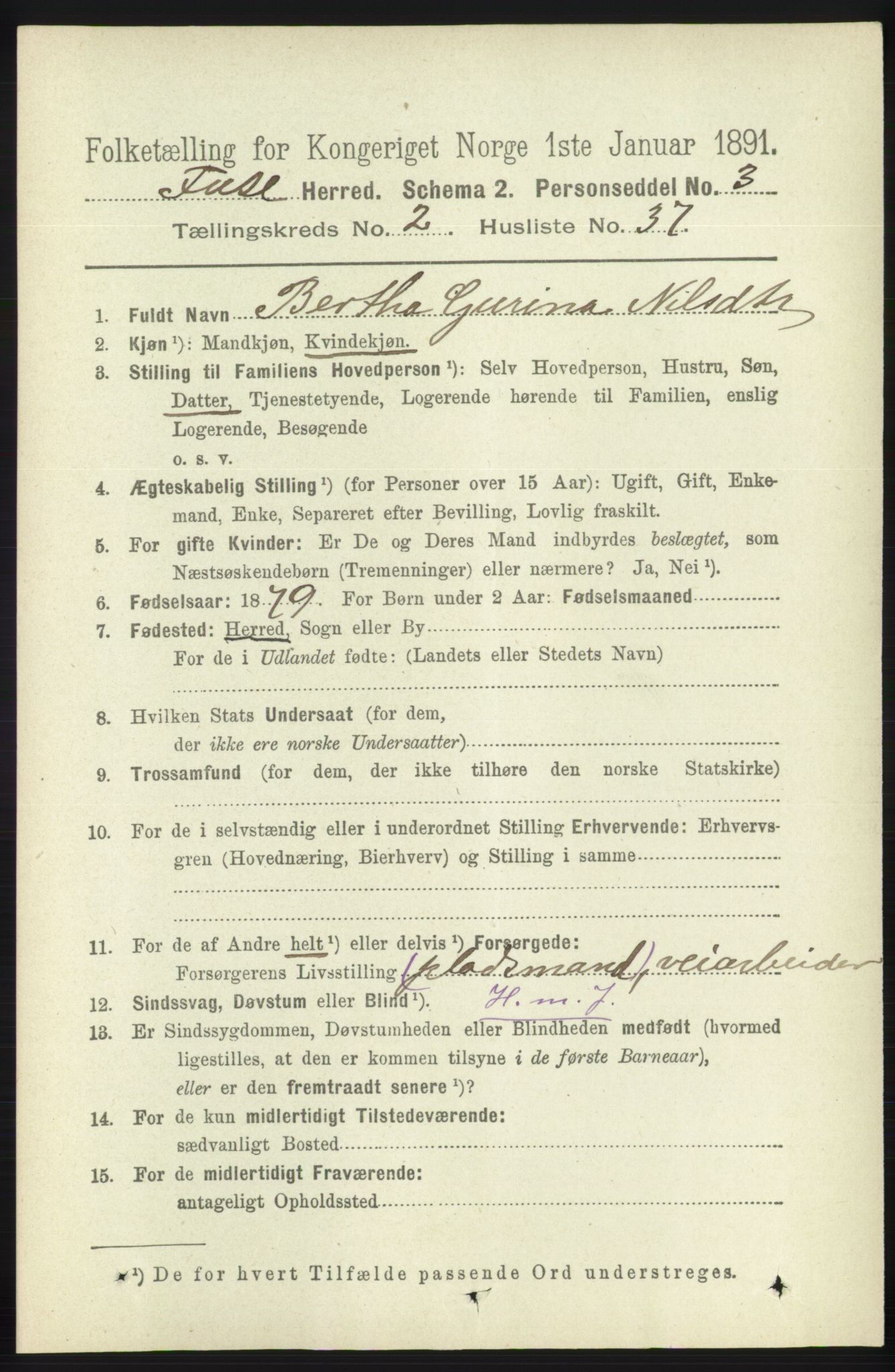 RA, 1891 census for 1241 Fusa, 1891, p. 483