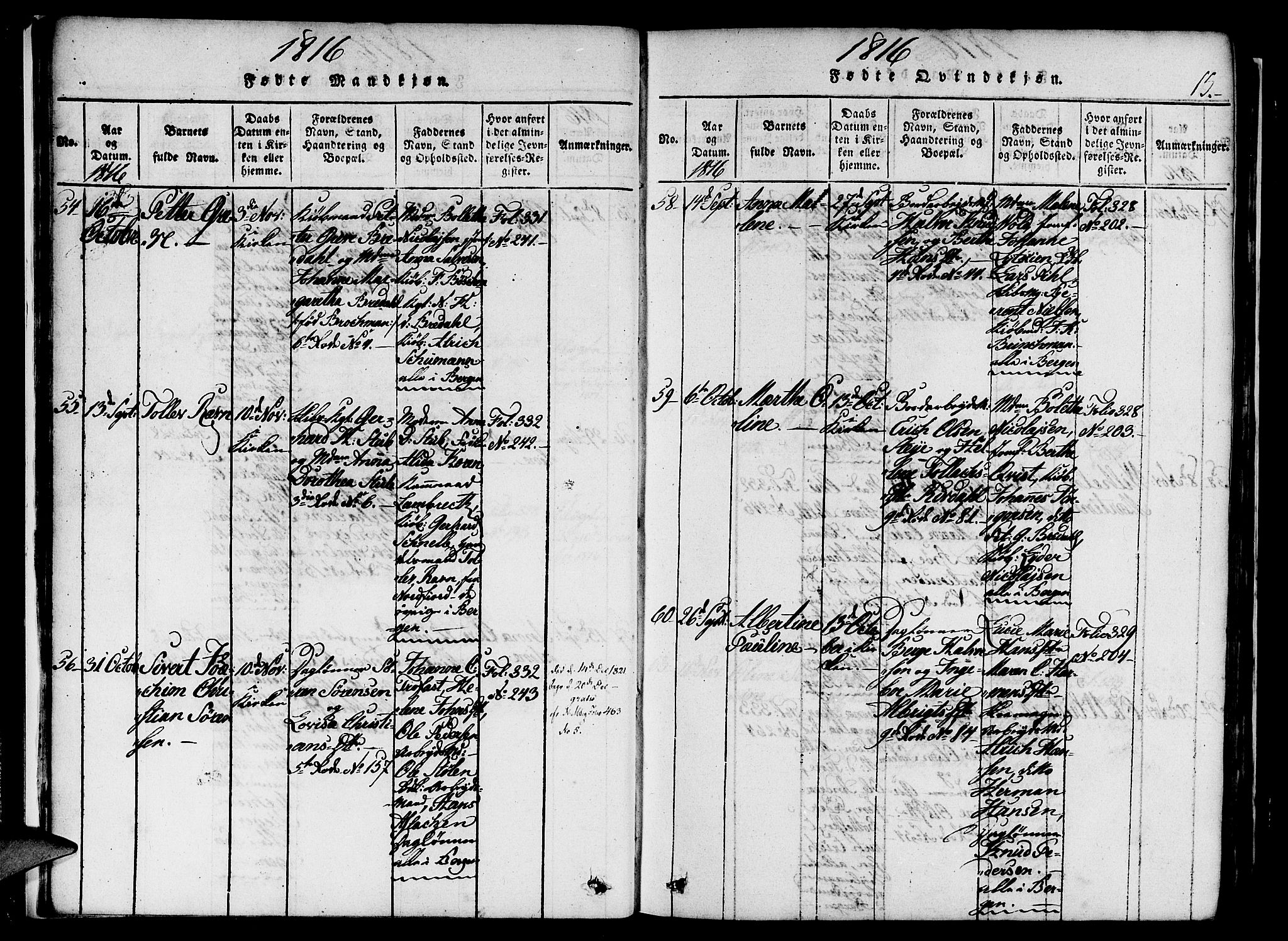 Nykirken Sokneprestembete, AV/SAB-A-77101/H/Haa/L0011: Parish register (official) no. A 11, 1816-1821, p. 15