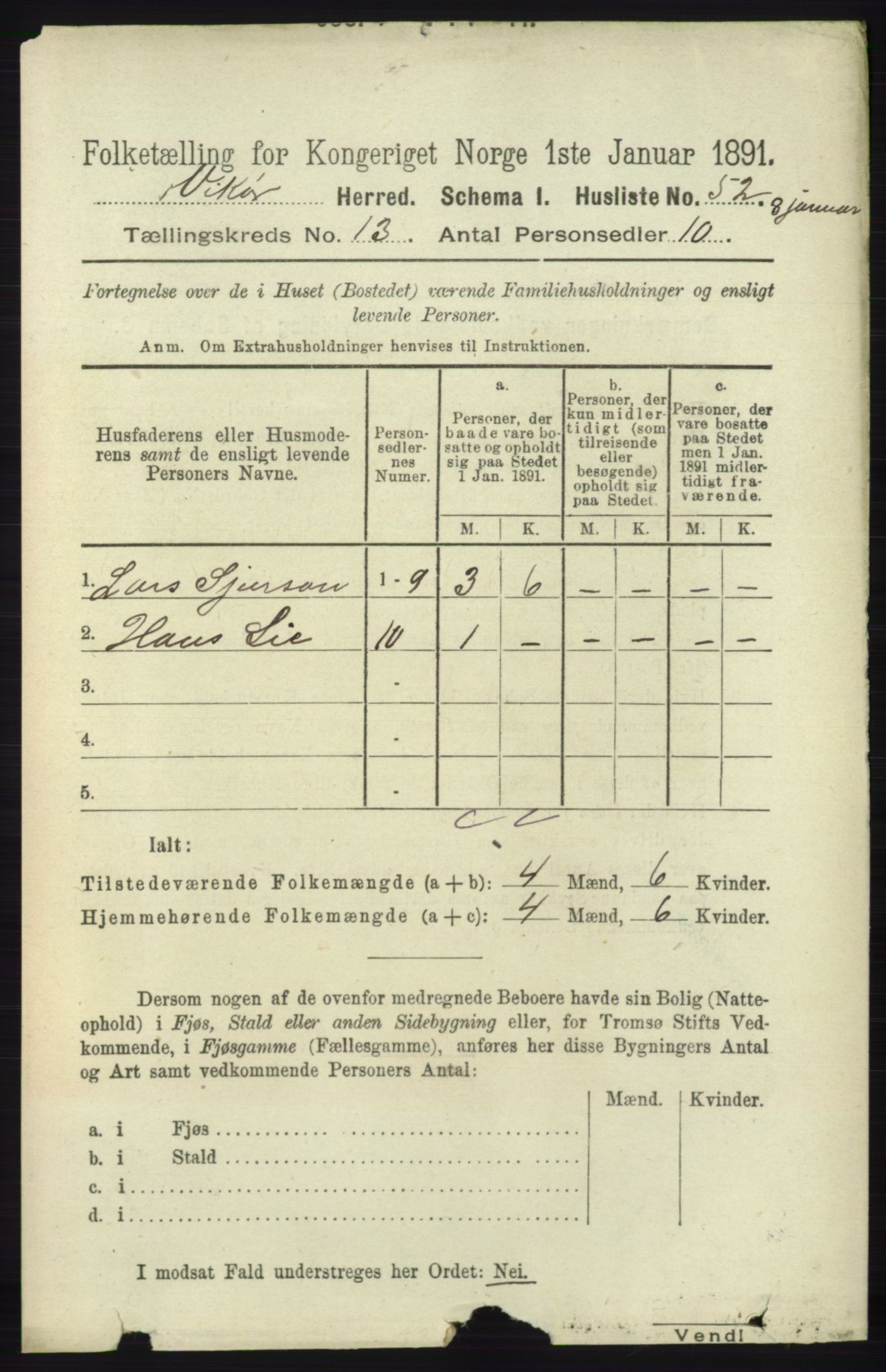 RA, 1891 census for 1238 Vikør, 1891, p. 3613