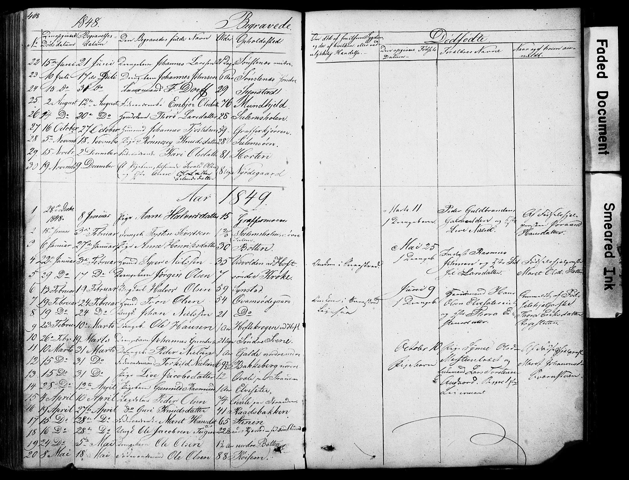 Lom prestekontor, SAH/PREST-070/L/L0012: Parish register (copy) no. 12, 1845-1873, p. 408-409