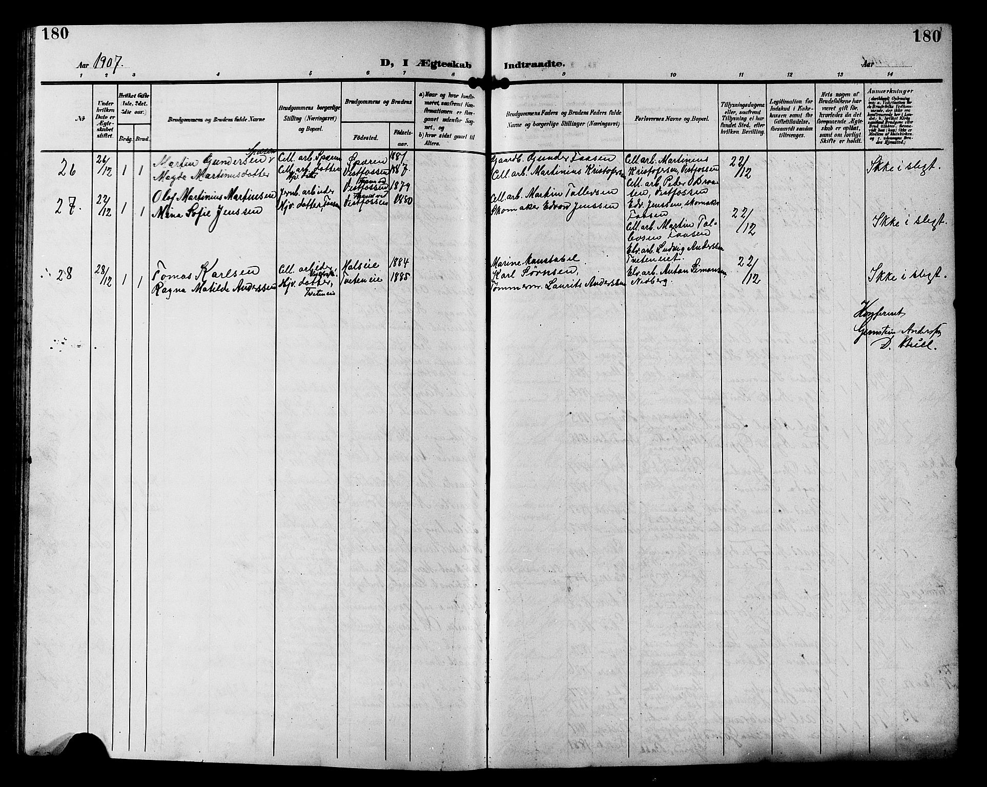 Eiker kirkebøker, SAKO/A-4/G/Ga/L0008: Parish register (copy) no. I 8, 1903-1914, p. 180