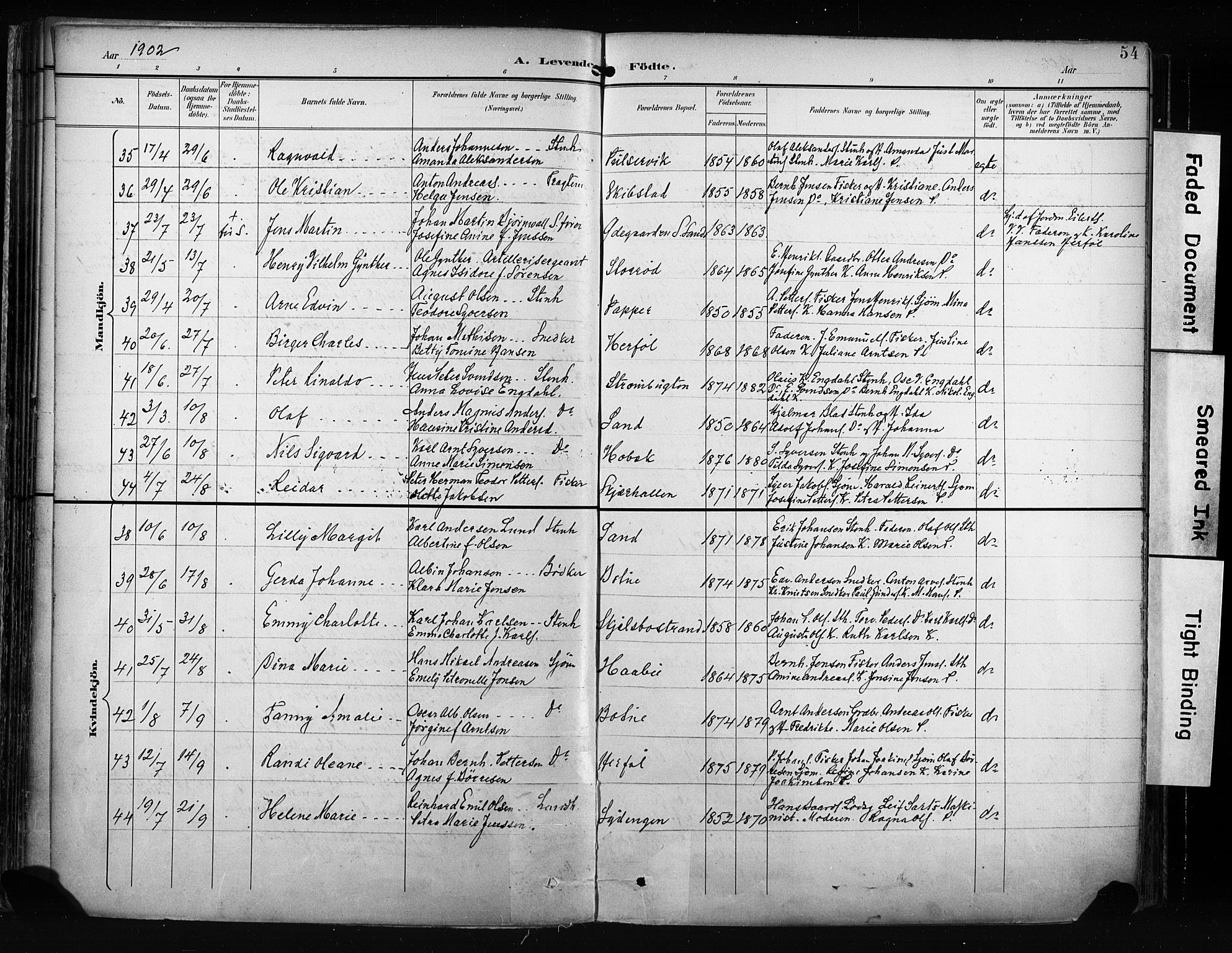 Hvaler prestekontor Kirkebøker, AV/SAO-A-2001/F/Fa/L0009: Parish register (official) no. I 9, 1895-1906, p. 54