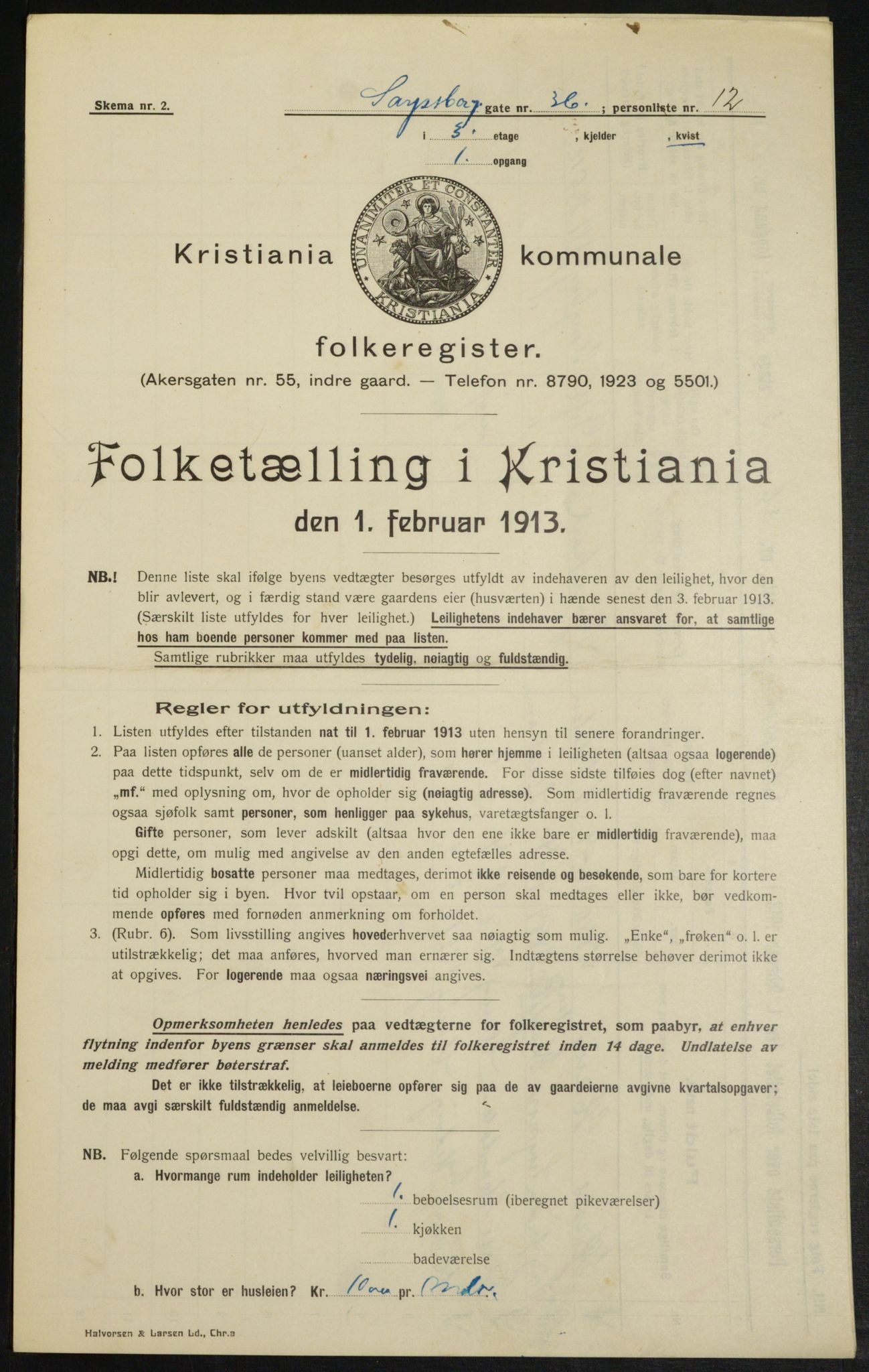 OBA, Municipal Census 1913 for Kristiania, 1913, p. 89195