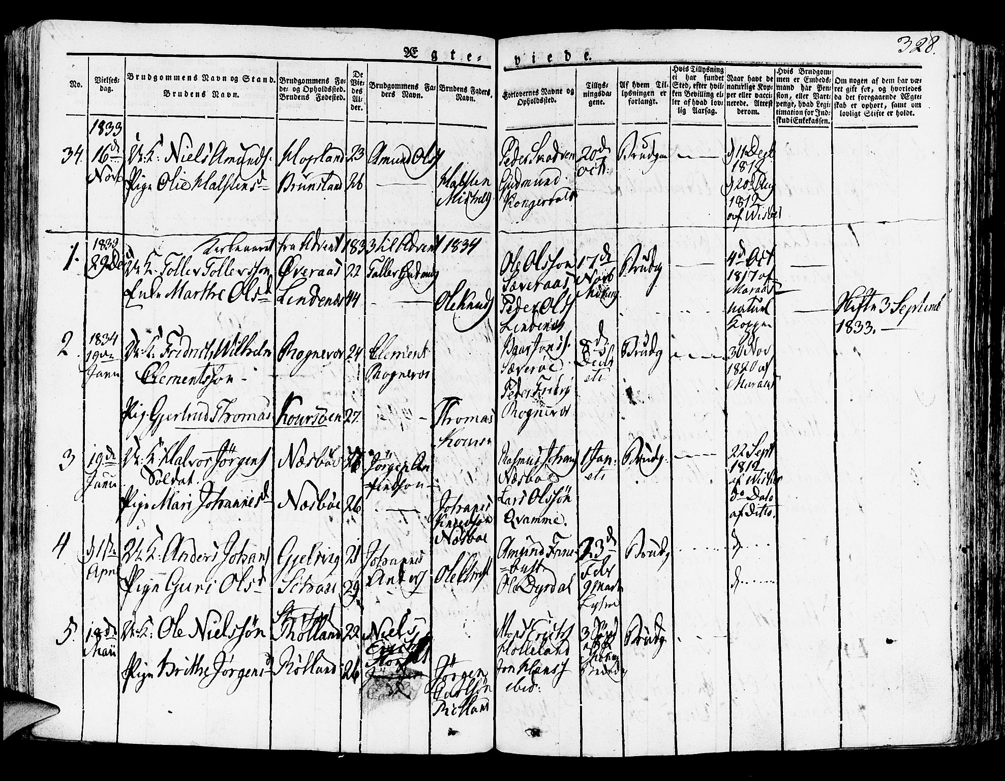 Lindås Sokneprestembete, SAB/A-76701/H/Haa: Parish register (official) no. A 8, 1823-1836, p. 328