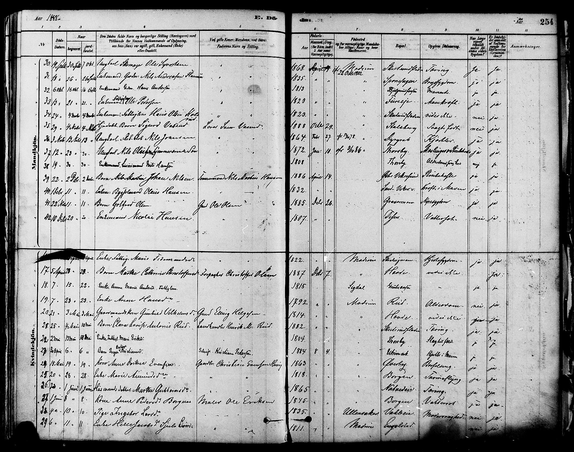 Modum kirkebøker, AV/SAKO-A-234/F/Fa/L0011: Parish register (official) no. 11, 1877-1889, p. 254