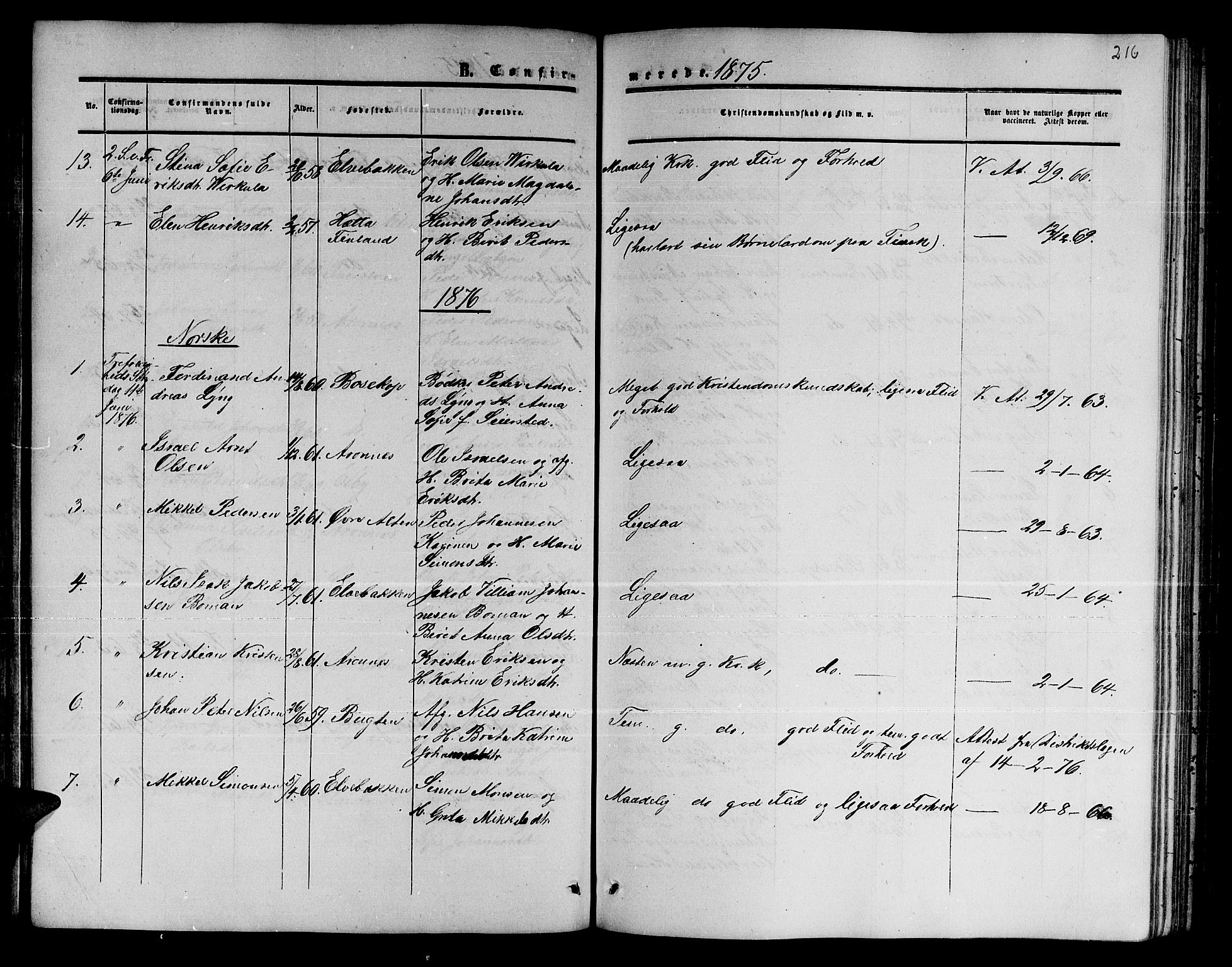 Alta sokneprestkontor, SATØ/S-1338/H/Hb/L0001.klokk: Parish register (copy) no. 1, 1858-1878, p. 215-216