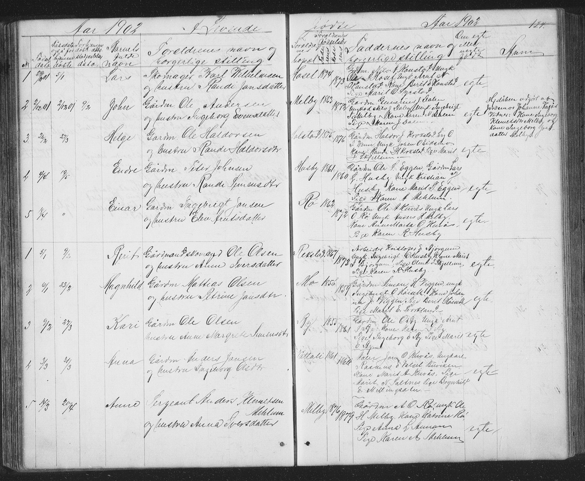 Ministerialprotokoller, klokkerbøker og fødselsregistre - Sør-Trøndelag, SAT/A-1456/667/L0798: Parish register (copy) no. 667C03, 1867-1929, p. 124