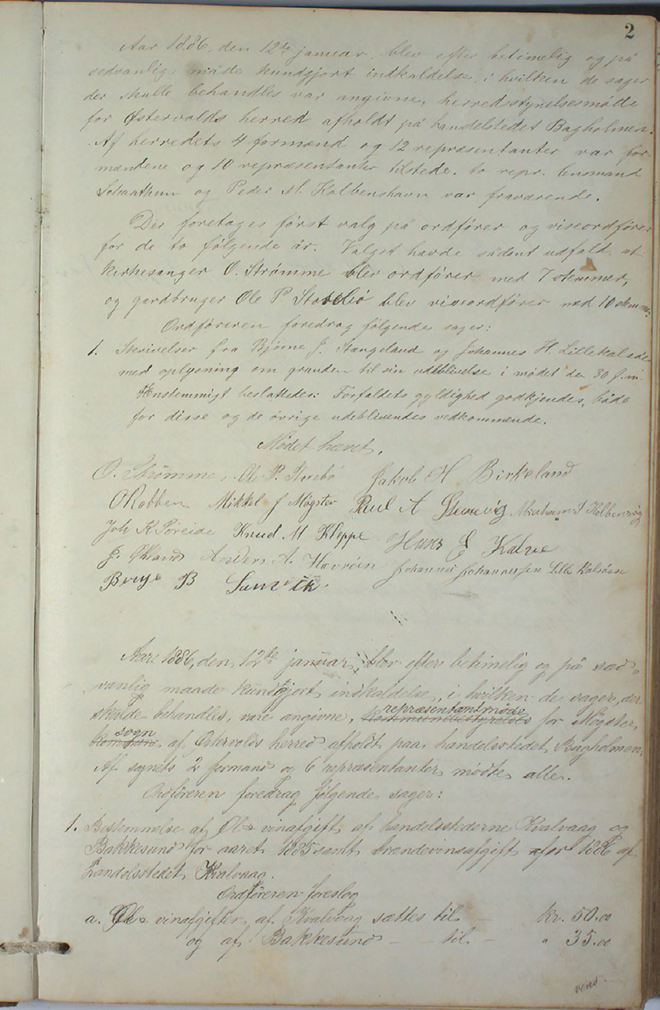 Austevoll kommune. Formannskapet, IKAH/1244-021/A/Aa/L0001: Forhandlingsprotokoll for heradstyret, 1886-1900, p. 4