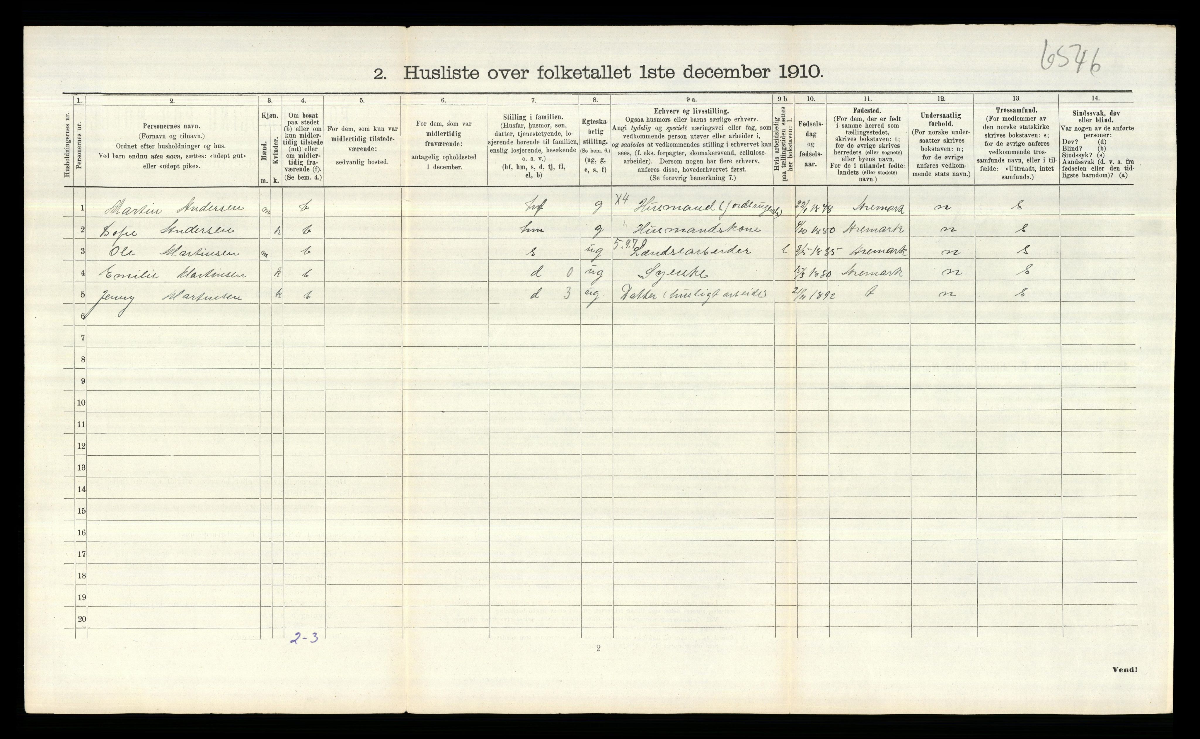 RA, 1910 census for Tune, 1910, p. 1983