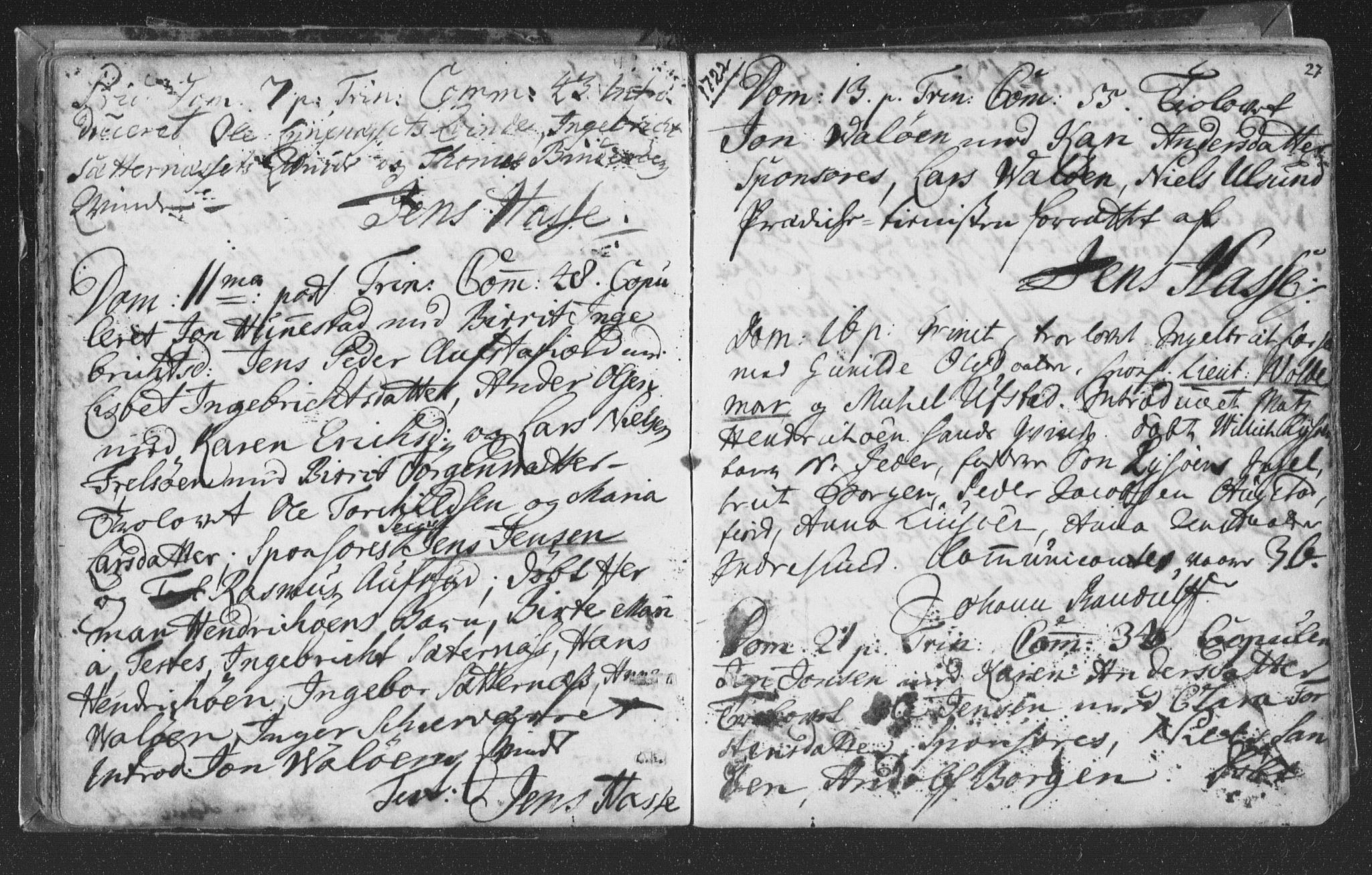 Ministerialprotokoller, klokkerbøker og fødselsregistre - Nord-Trøndelag, SAT/A-1458/786/L0685: Parish register (official) no. 786A01, 1710-1798, p. 27