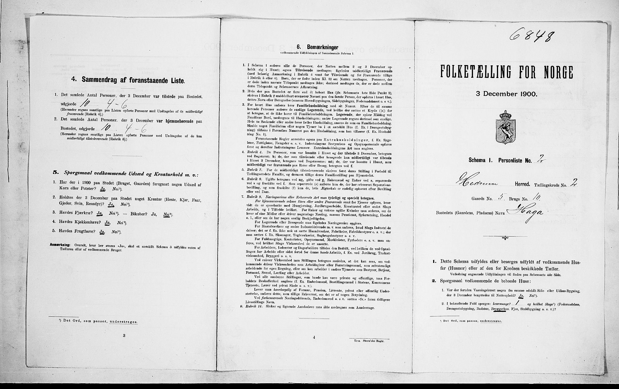 RA, 1900 census for Hedrum, 1900, p. 140