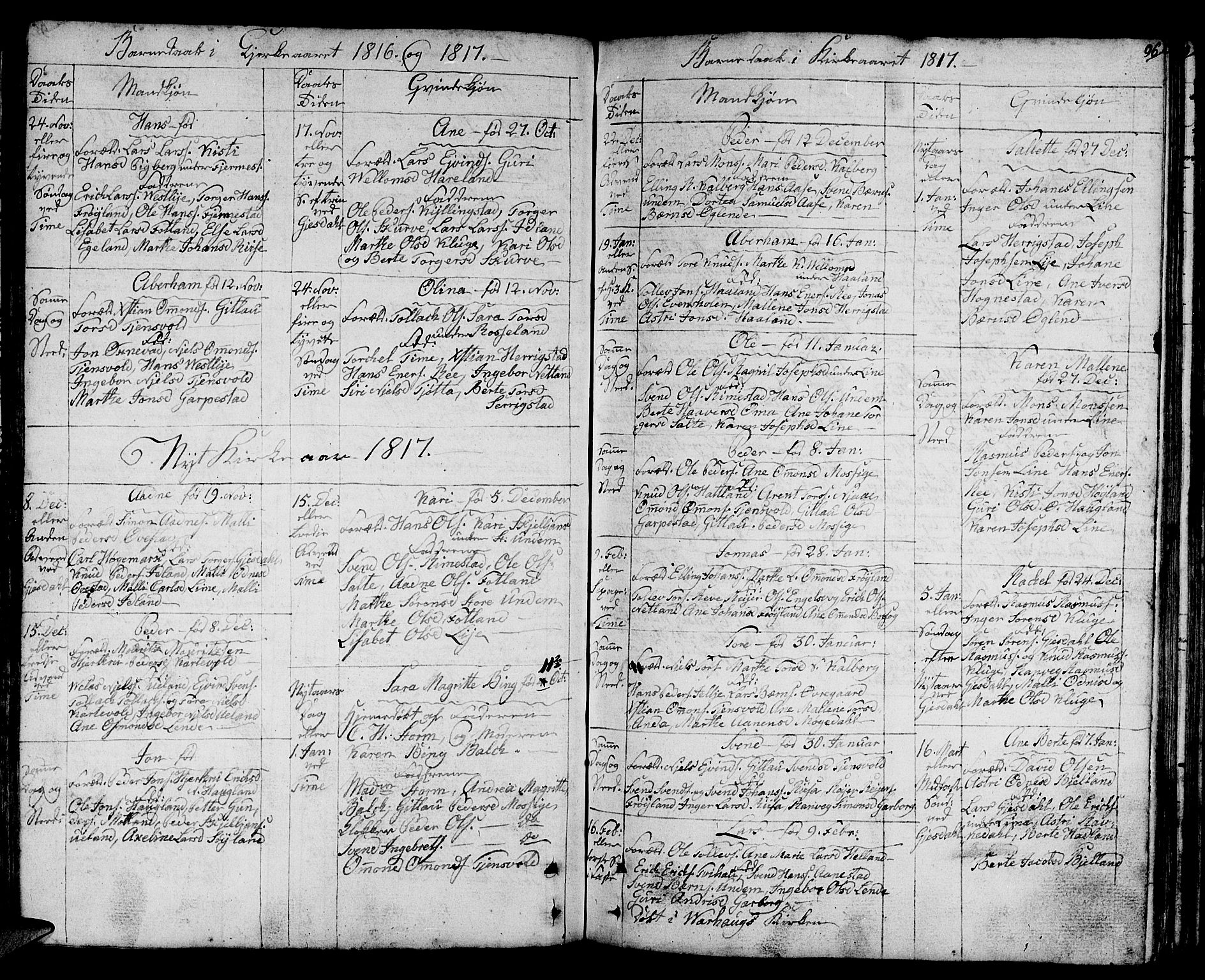 Lye sokneprestkontor, SAST/A-101794/001/30BA/L0002: Parish register (official) no. A 2, 1799-1817, p. 96
