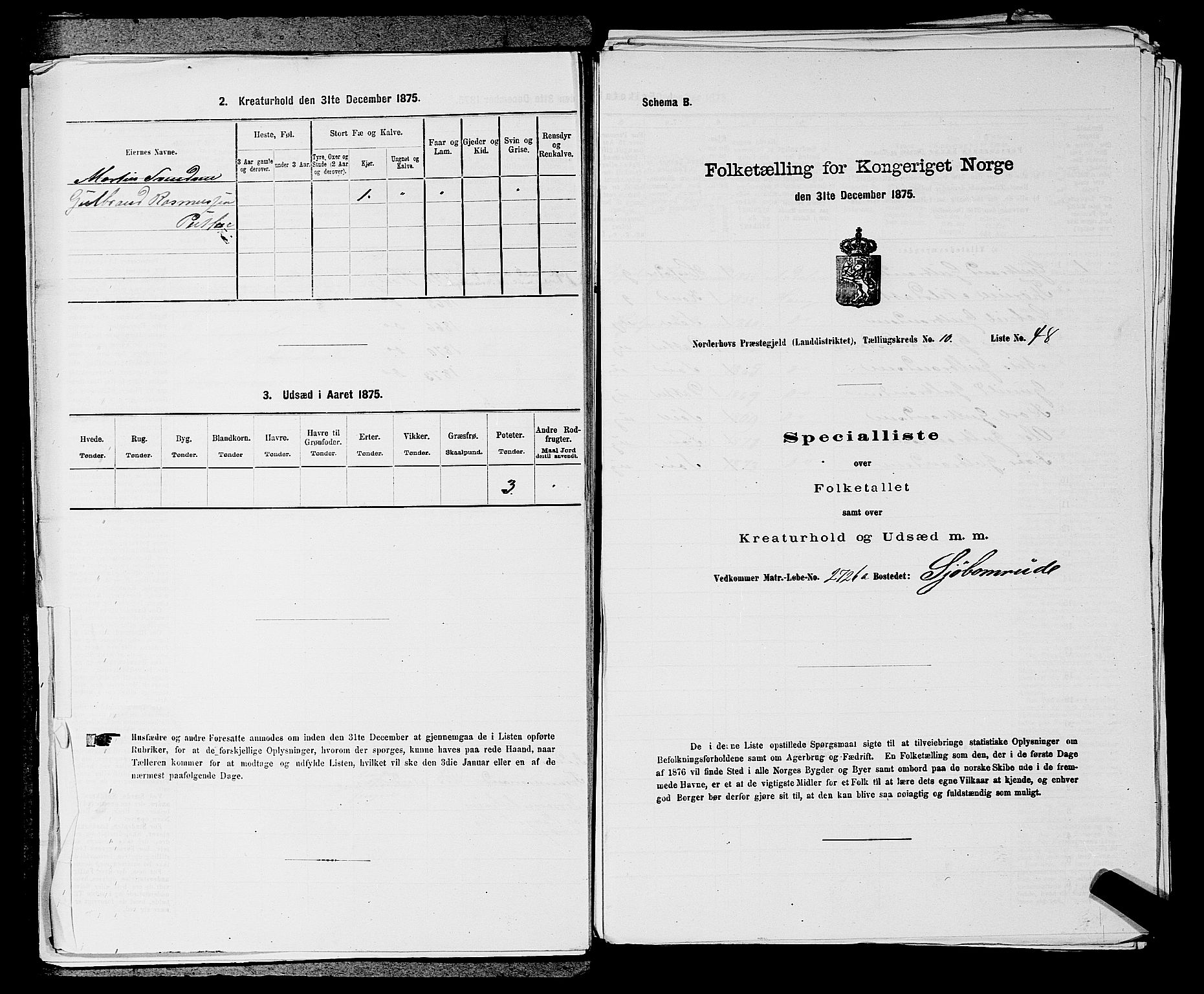 SAKO, 1875 census for 0613L Norderhov/Norderhov, Haug og Lunder, 1875, p. 1946