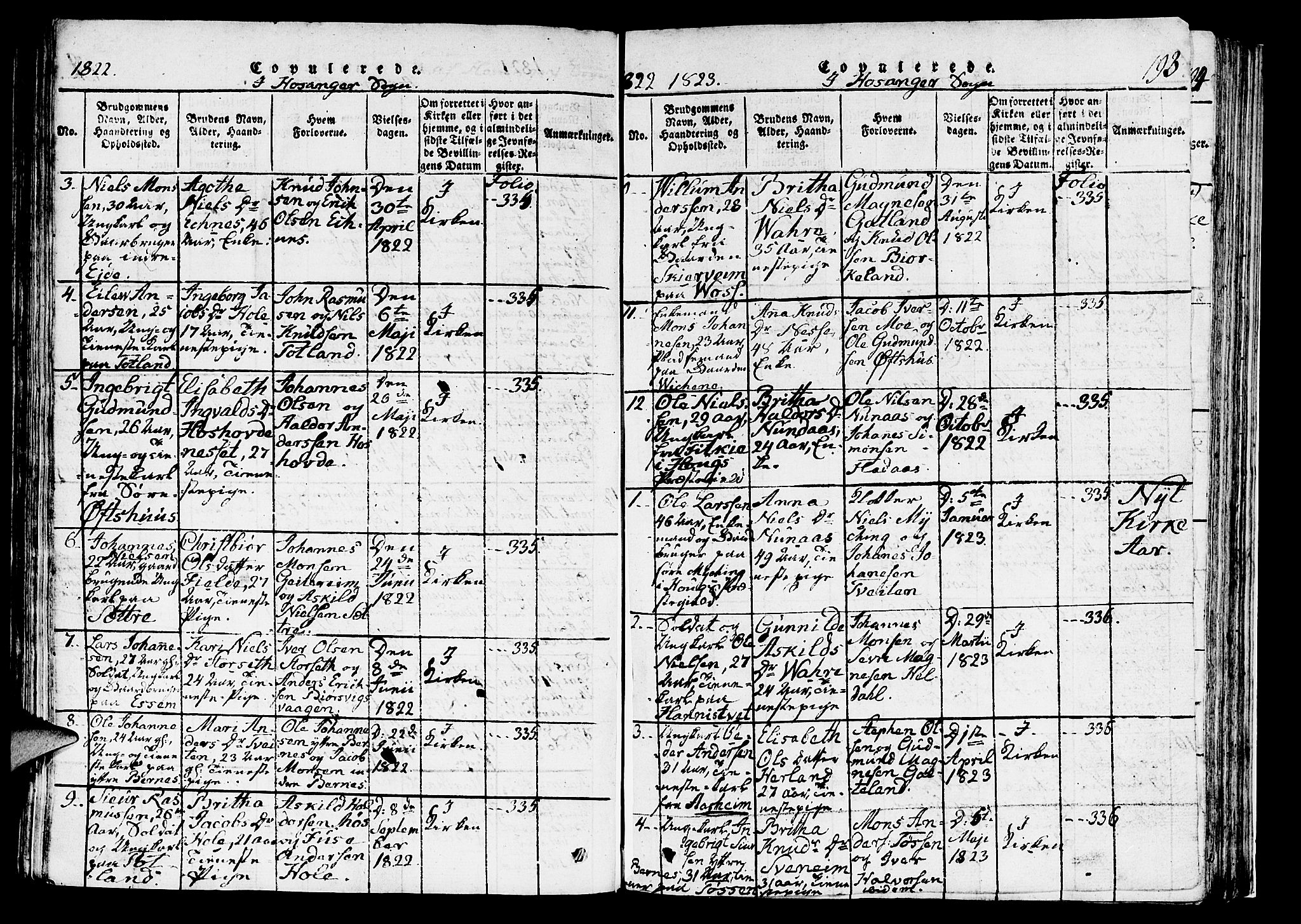 Hosanger sokneprestembete, SAB/A-75801/H/Haa: Parish register (official) no. A 5, 1815-1824, p. 193