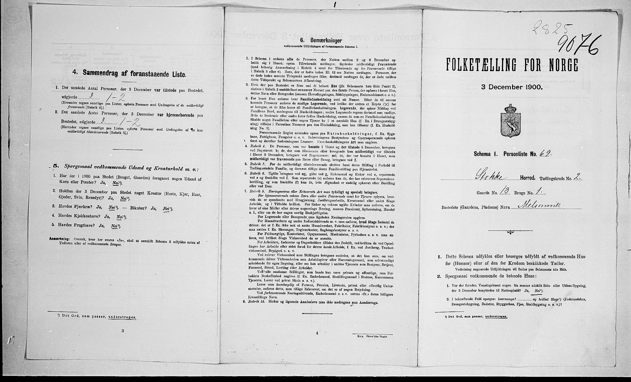 RA, 1900 census for Stokke, 1900, p. 130