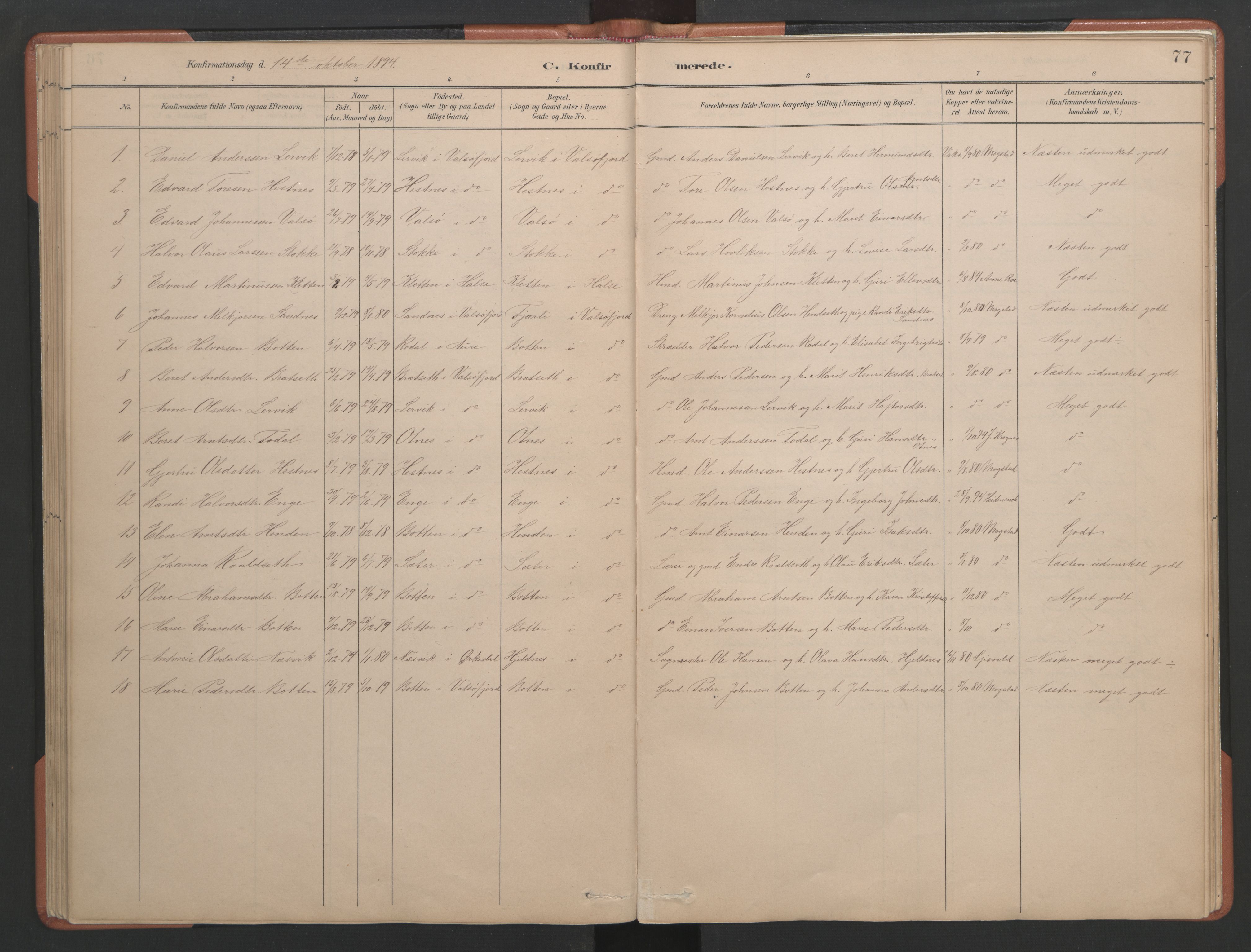 Ministerialprotokoller, klokkerbøker og fødselsregistre - Møre og Romsdal, AV/SAT-A-1454/580/L0926: Parish register (copy) no. 580C01, 1882-1903, p. 77