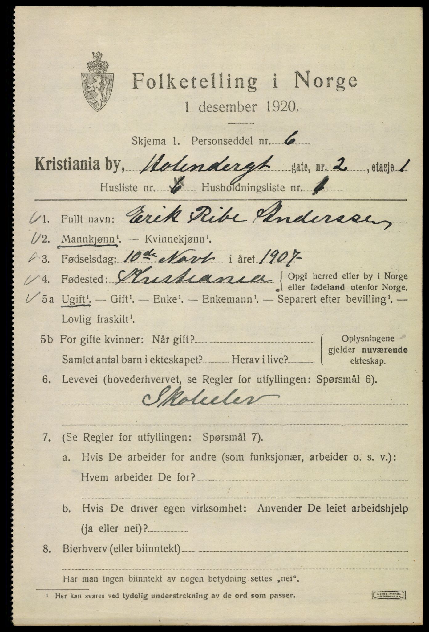 SAO, 1920 census for Kristiania, 1920, p. 296029