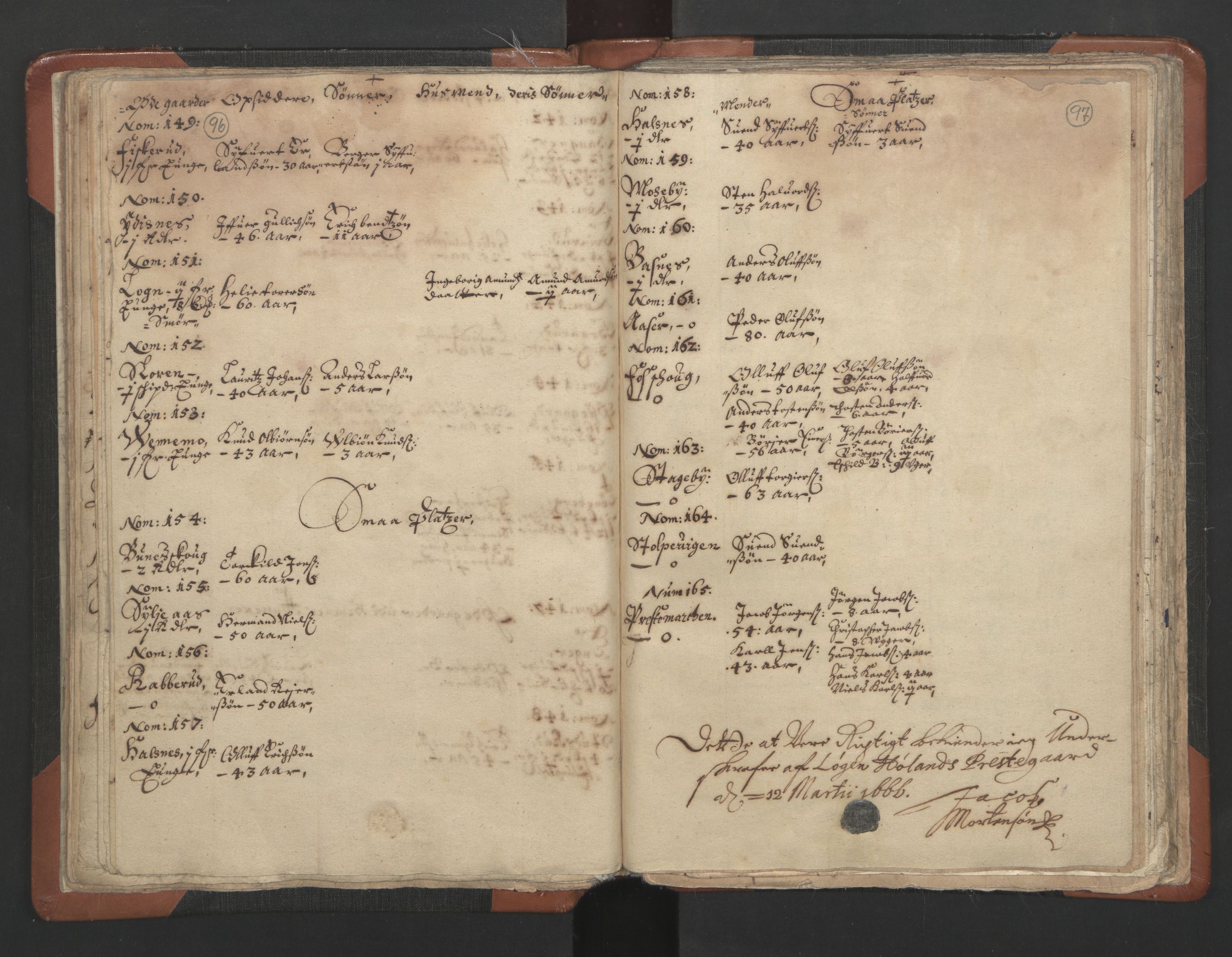 RA, Vicar's Census 1664-1666, no. 3: Nedre Romerike deanery, 1664-1666, p. 96-97