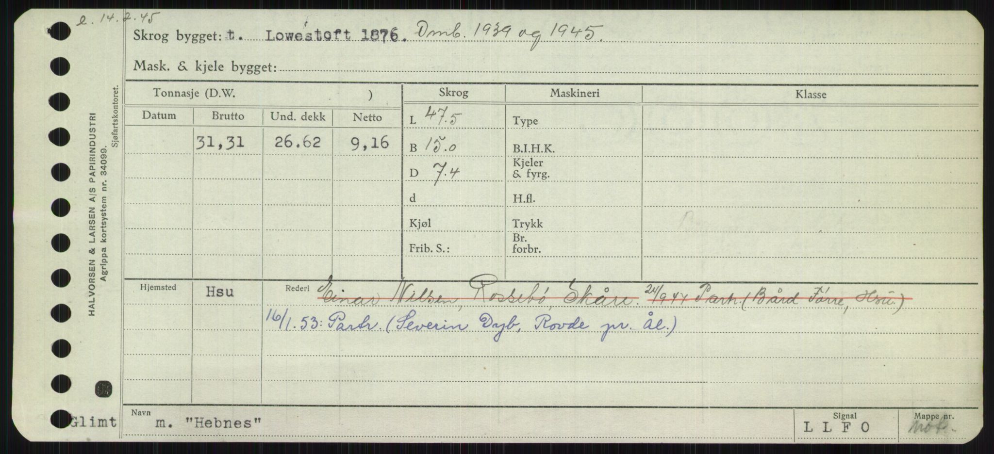 Sjøfartsdirektoratet med forløpere, Skipsmålingen, RA/S-1627/H/Ha/L0002/0002: Fartøy, Eik-Hill / Fartøy, G-Hill, p. 731