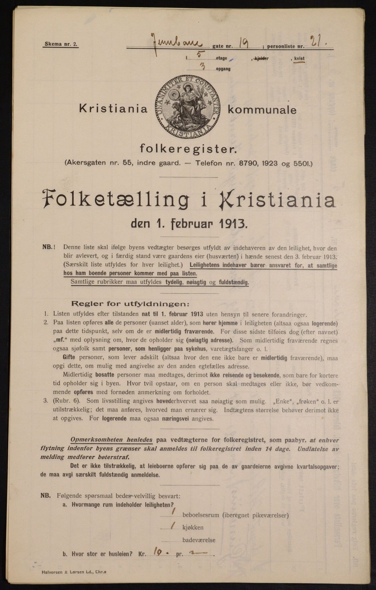 OBA, Municipal Census 1913 for Kristiania, 1913, p. 46574