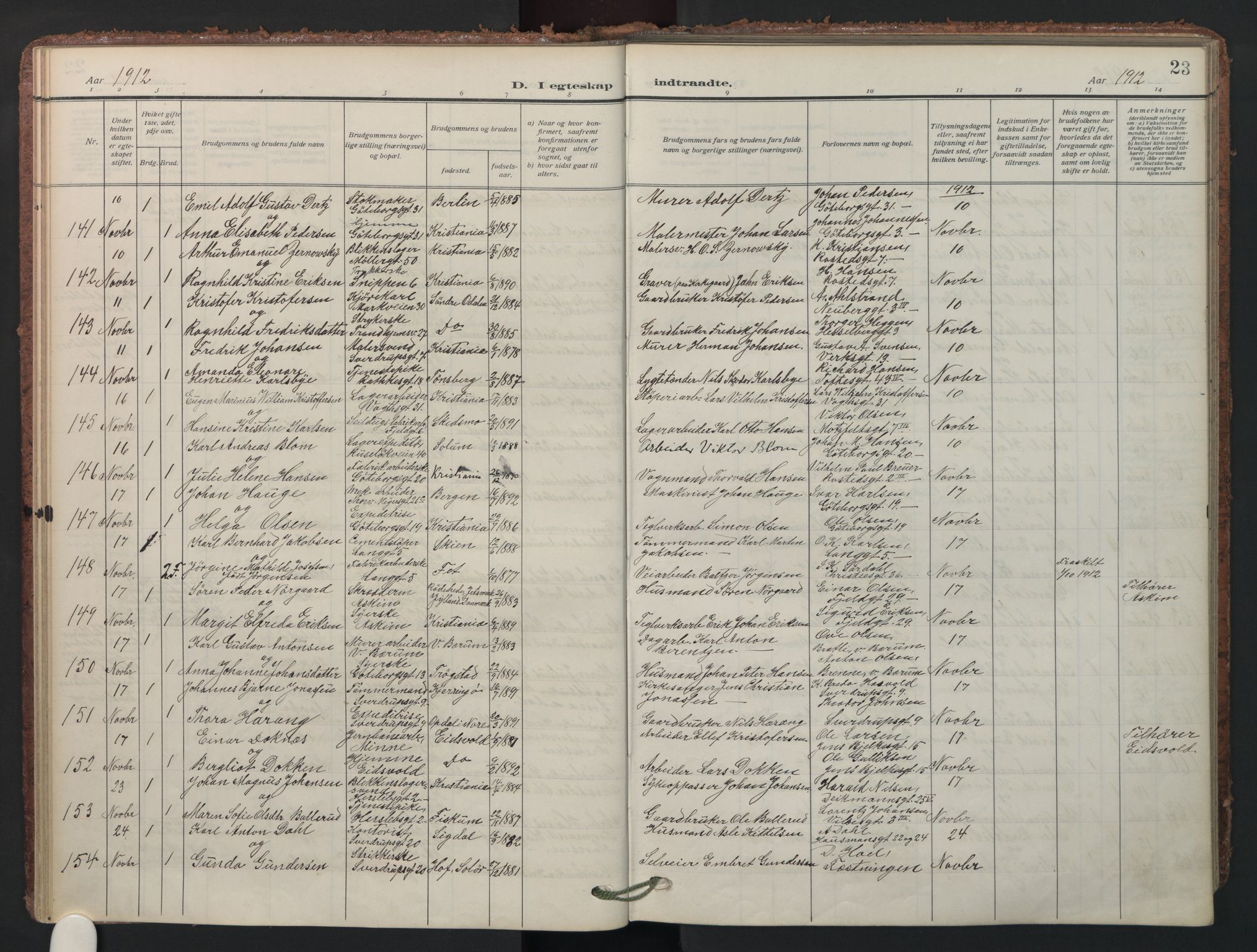 Petrus prestekontor Kirkebøker, AV/SAO-A-10872/F/Fa/L0013: Parish register (official) no. I 13, 1911-1925, p. 23
