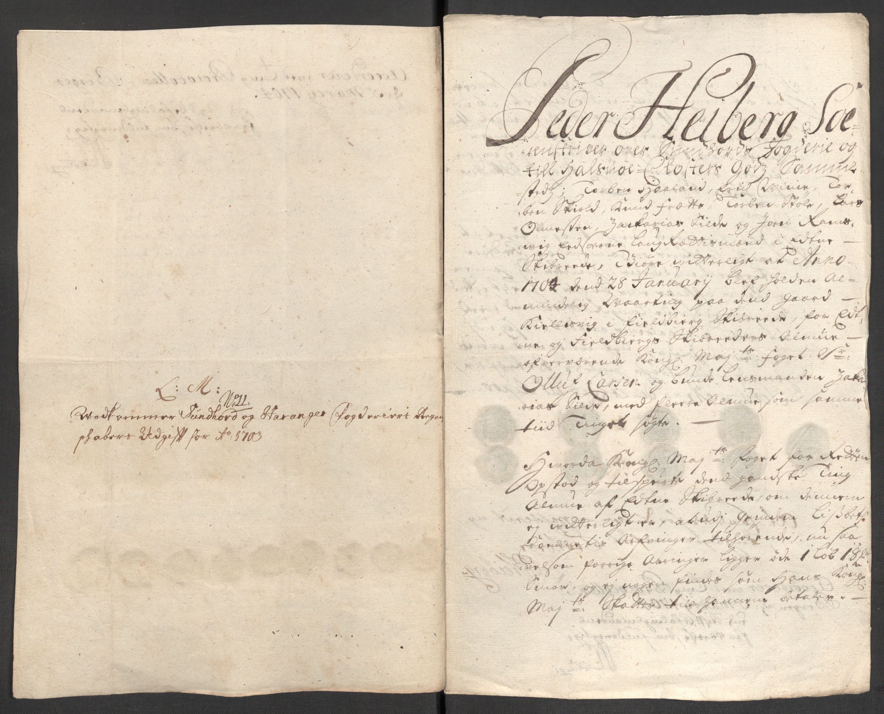 Rentekammeret inntil 1814, Reviderte regnskaper, Fogderegnskap, AV/RA-EA-4092/R48/L2981: Fogderegnskap Sunnhordland og Hardanger, 1703, p. 231