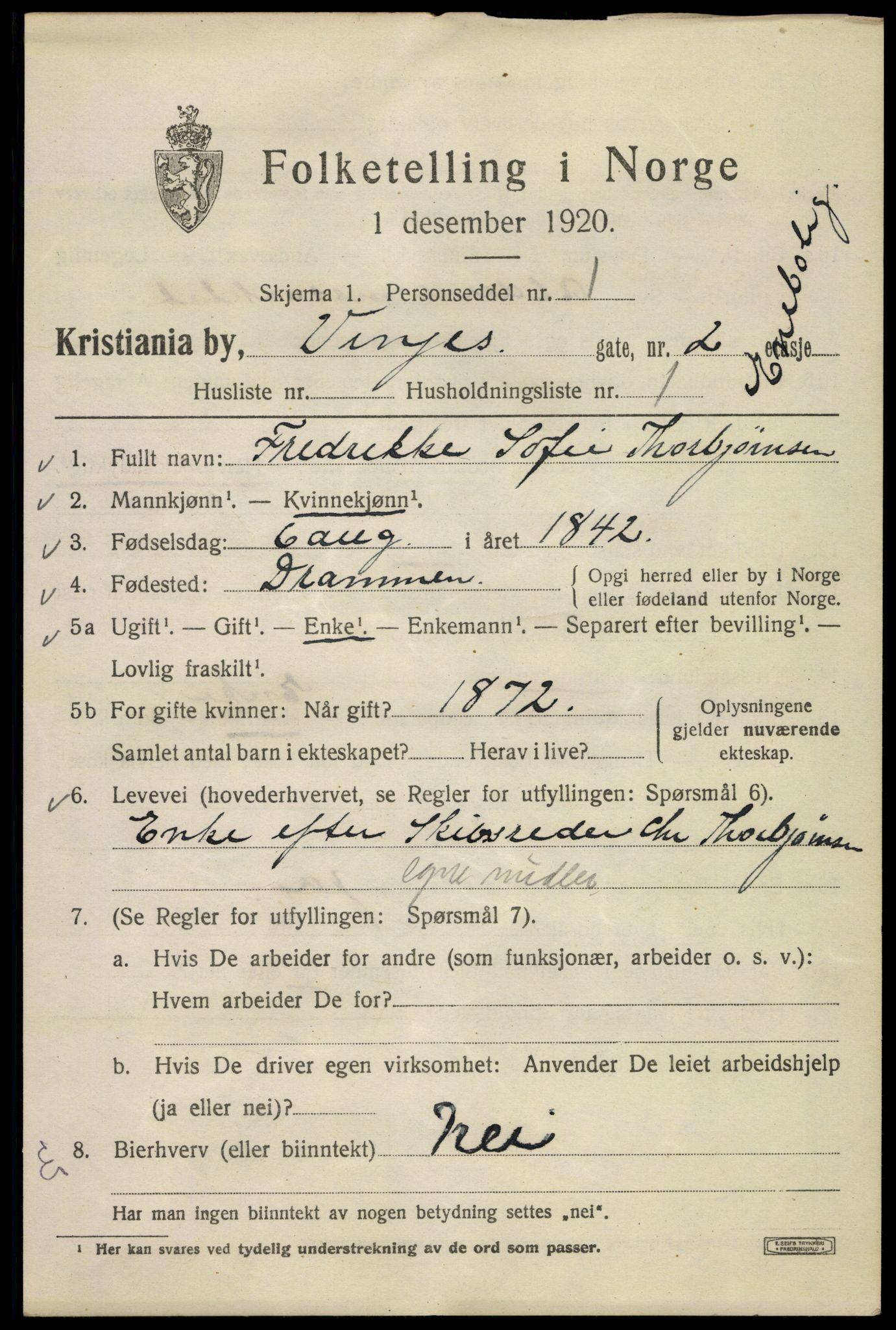 SAO, 1920 census for Kristiania, 1920, p. 636773