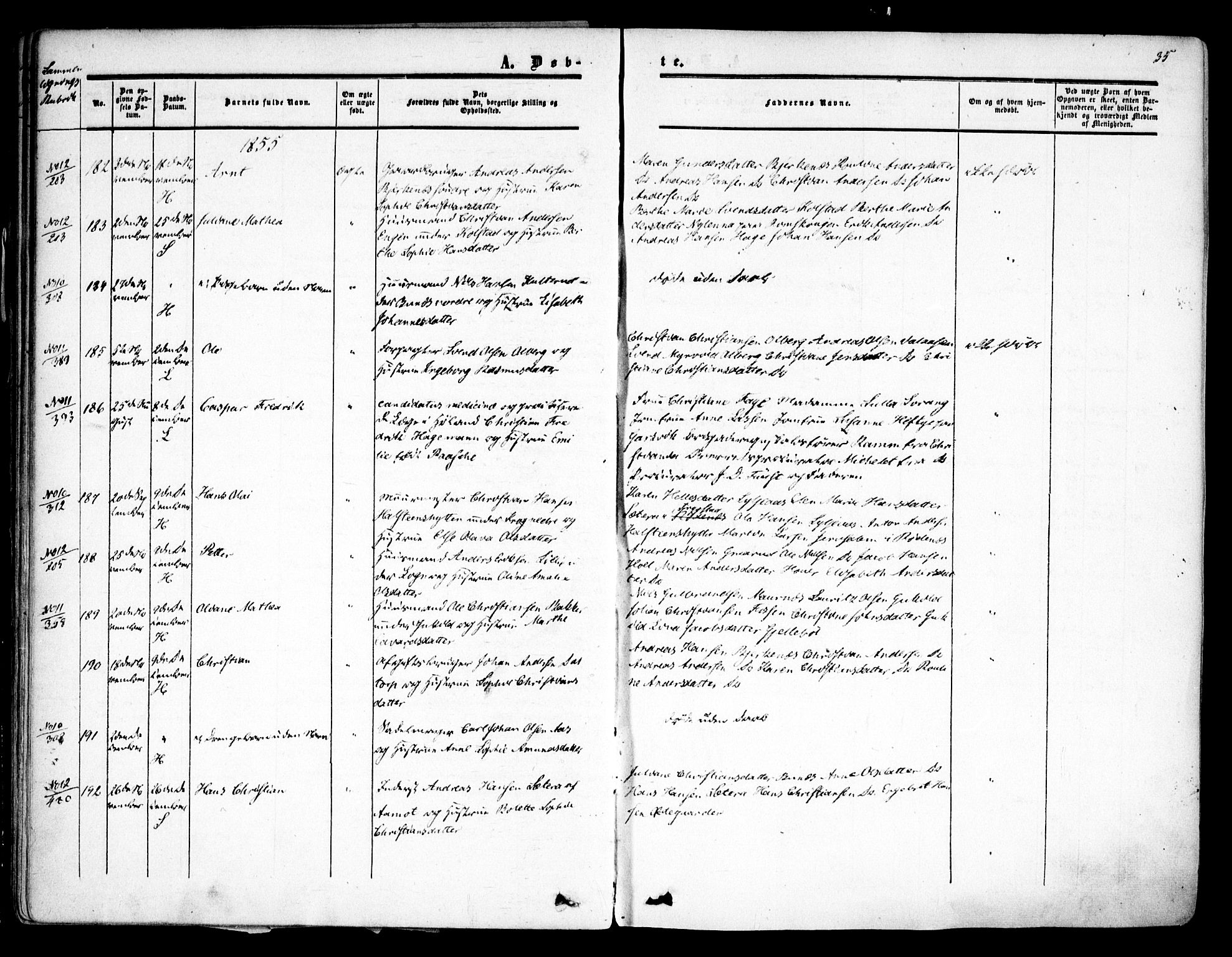 Høland prestekontor Kirkebøker, AV/SAO-A-10346a/F/Fa/L0010: Parish register (official) no. I 10, 1854-1861, p. 35