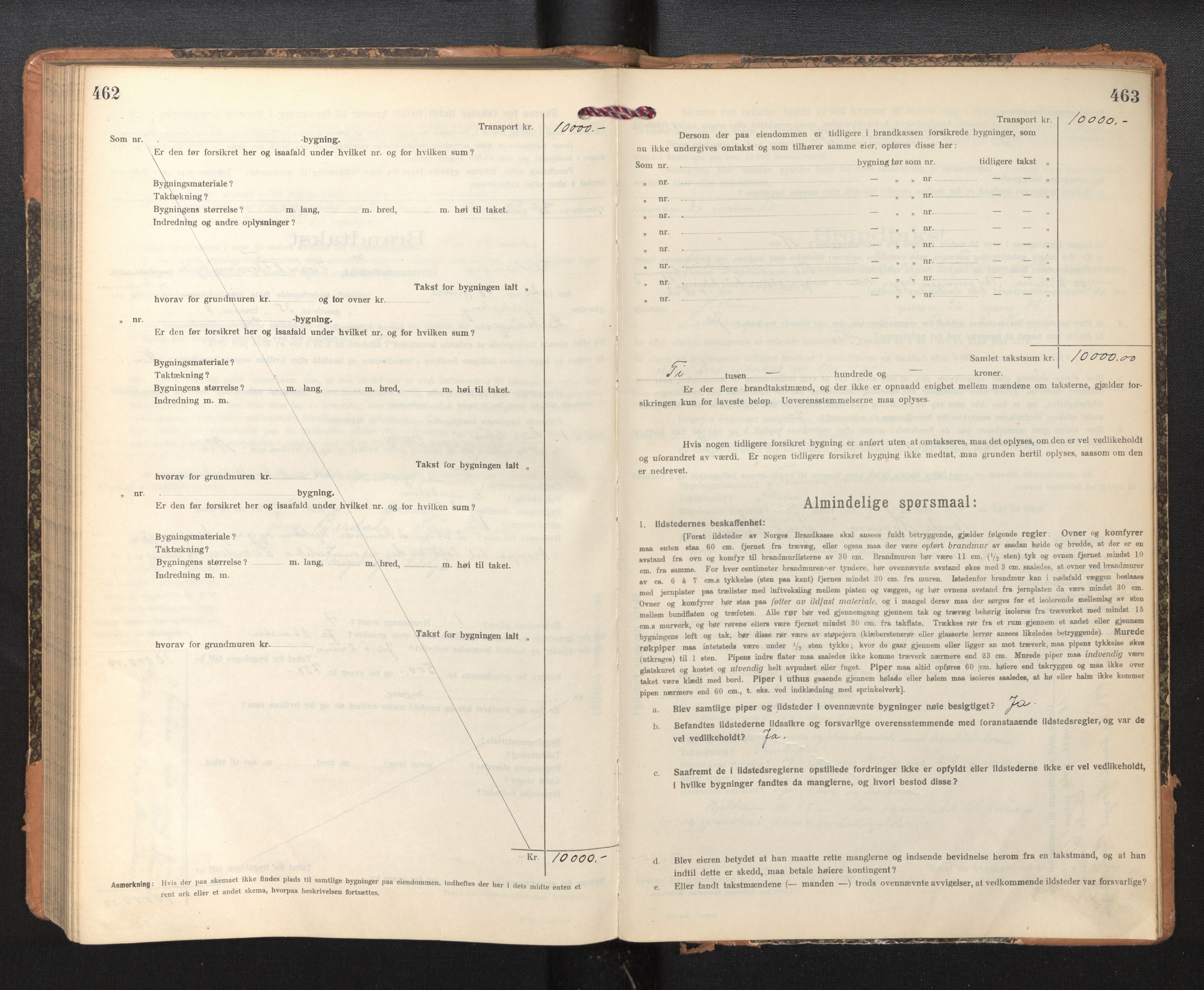 Lensmannen i Leikanger, AV/SAB-A-29201/0012/L0006: Branntakstprotokoll, skjematakst, 1920-1926, p. 462-463